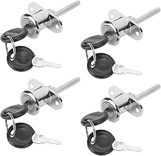 Walfront 4Pcs Zinc Alloy Cam Lock Push Plunger Sliding Cabinet Door Locker for Filing Cabinet Mailbox Drawer Cupboard Hardware, Cabinet and Drawer Locks