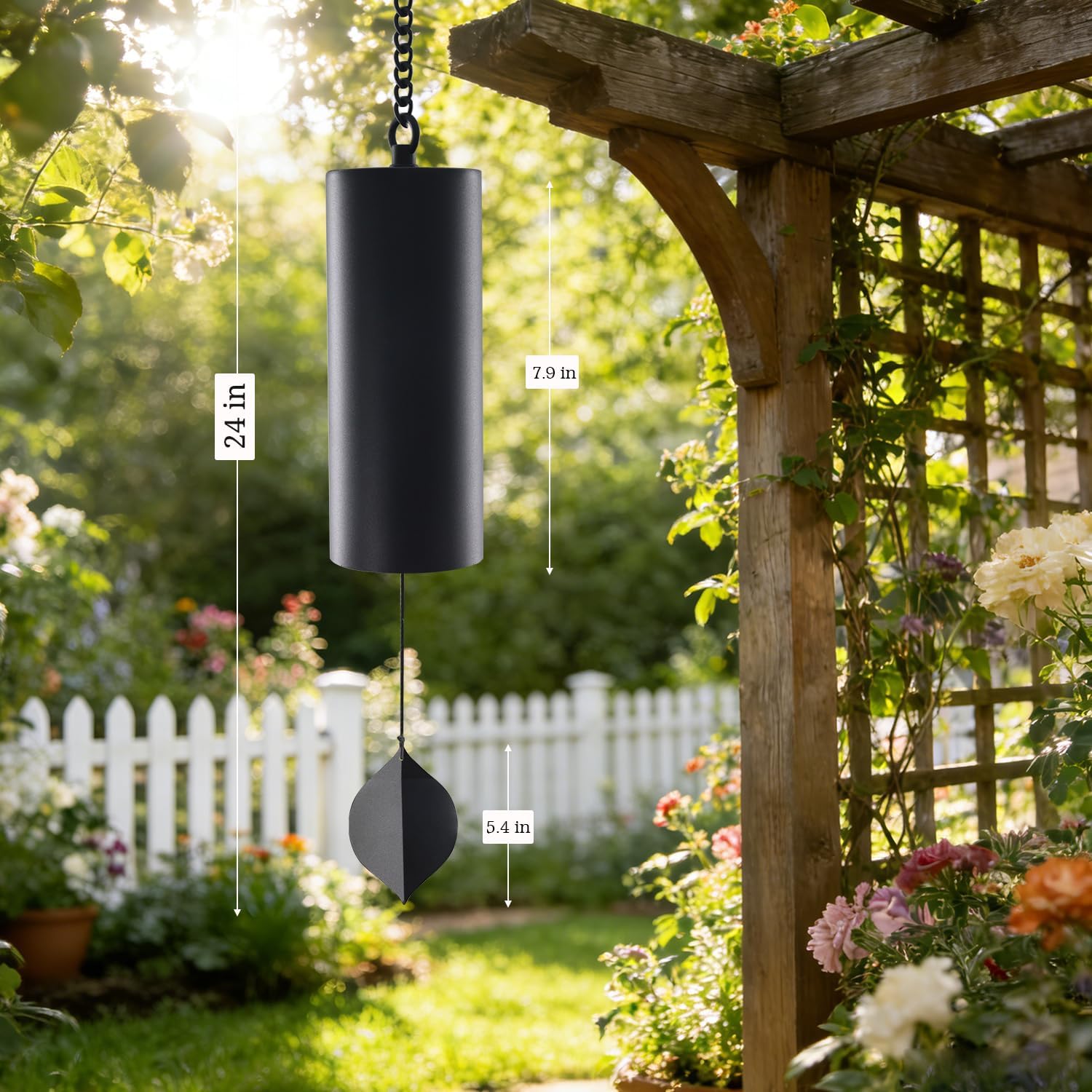 Wind Chimes for Outside Deep Tone, Deep Resonance Serenity Bell Wind Chimes,Metal Windbell, Weather Resistant Modern Wind Chimes for Patio Garden Porch, Black