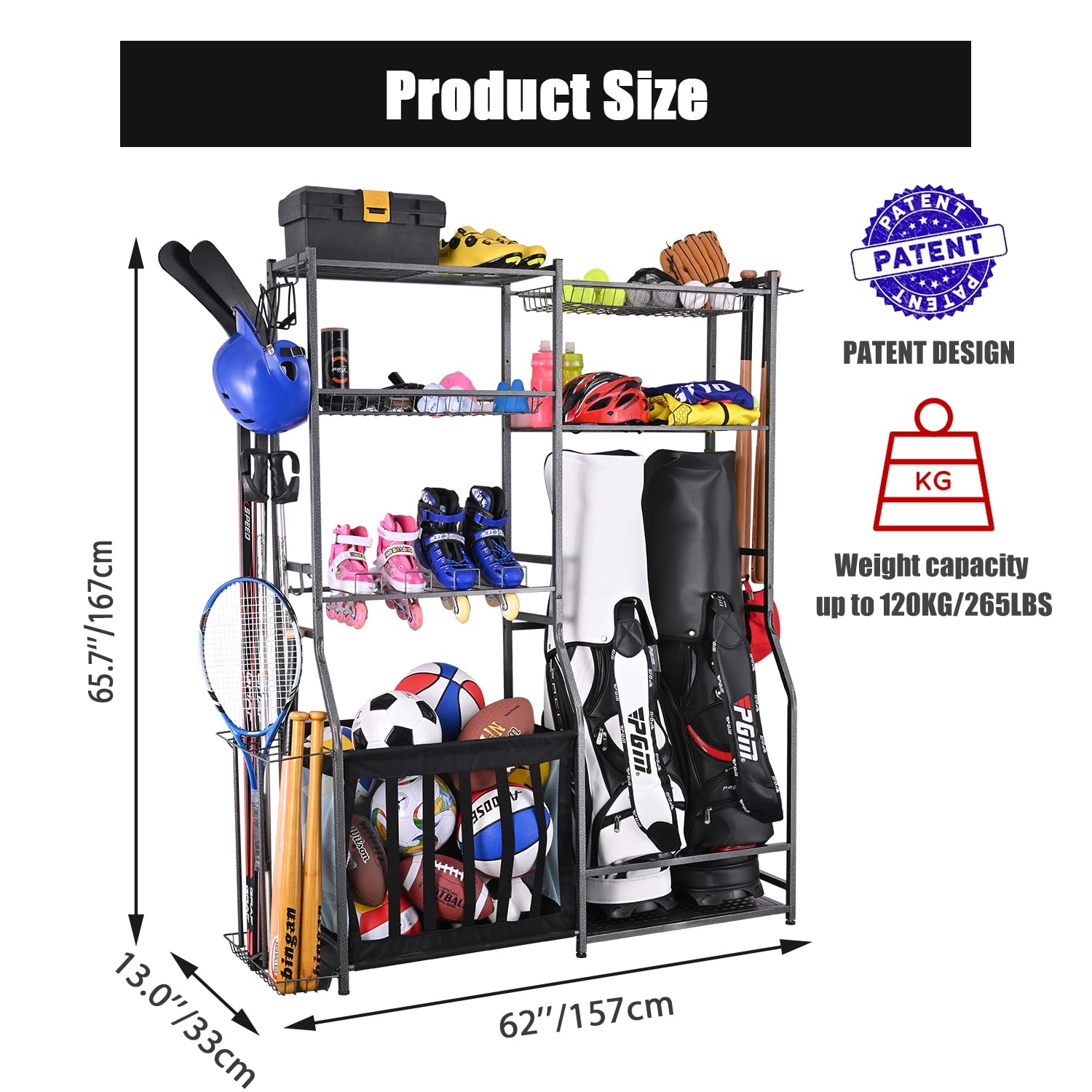Mythinglogic Golf Storage Garage Organizer,Golf Bag Storage Stand and