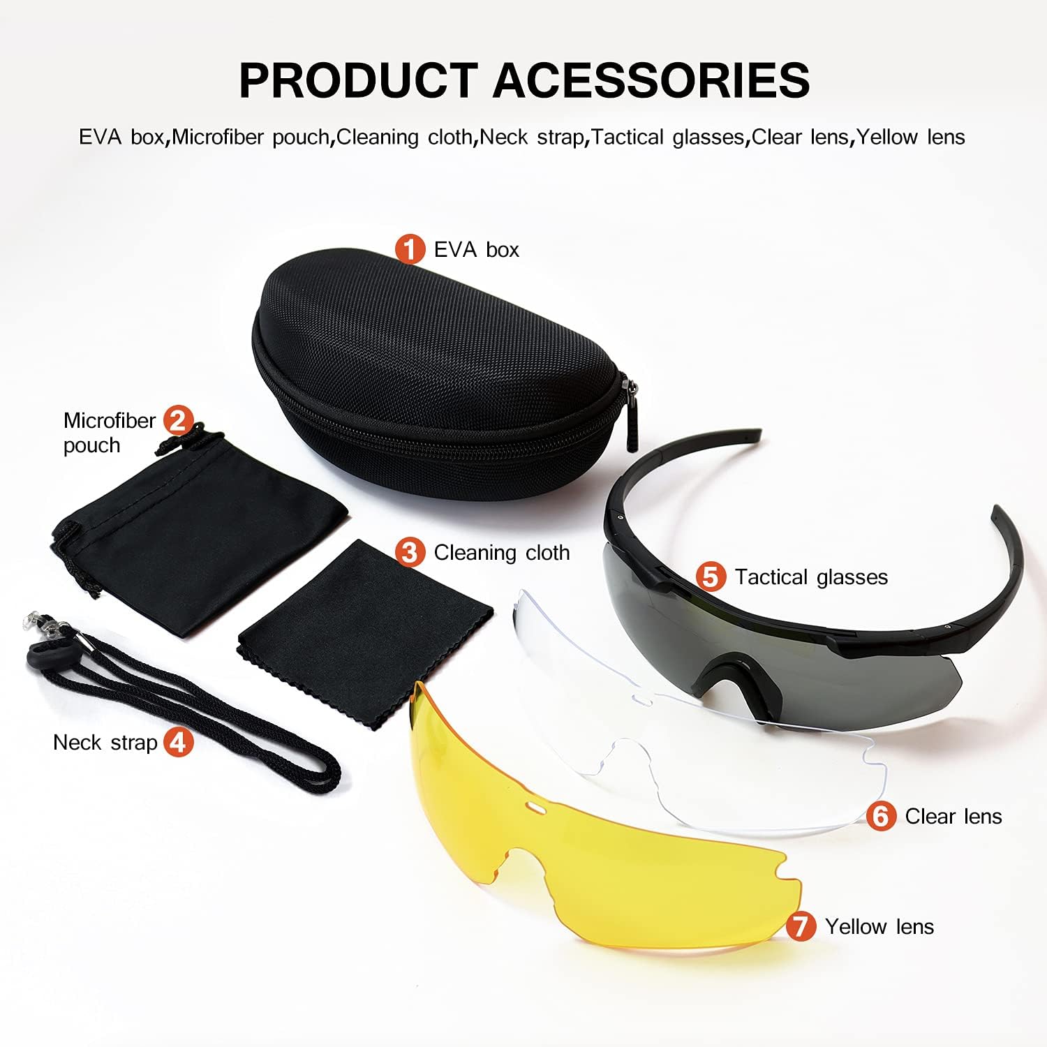 Outdoor Tactical Glasses with 3 Interchangeable Lenses, High Impact resistance Shooting Glasses, Unisex Safety Eyewear - Anti fog UV400 Eye Protection Sunglasses for Hunting Cycling Driving Compact