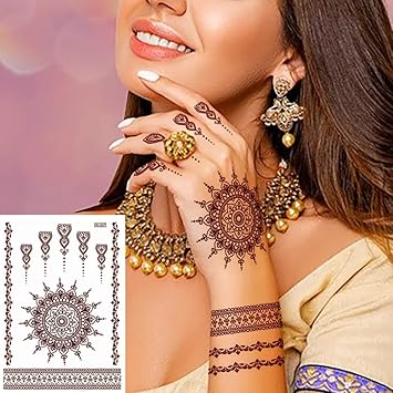 Temporary Tattoowala Hand Mehndi Design Tattoo Temporary Tattoo Stickers For Male And Female Fake Tattoo Waterproof Tattoo body Art 1 Pair Both Hand