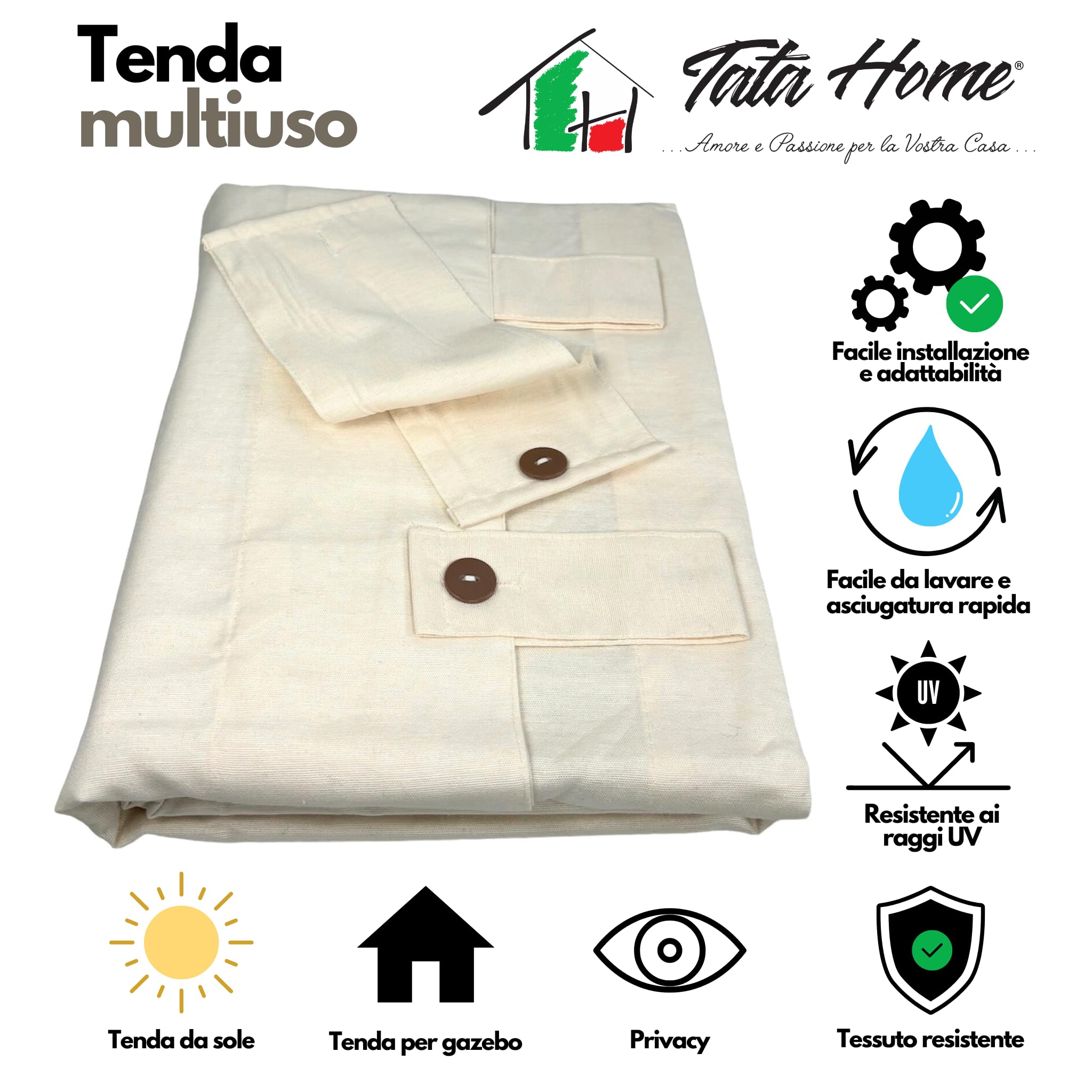 Tenda Gazebo Tenda da Sole per Balcone Veranda Tende da Esterno Ombreggiante Resistente Lavabile Misura 160x270 cm Colore Beige (4 pezzi)