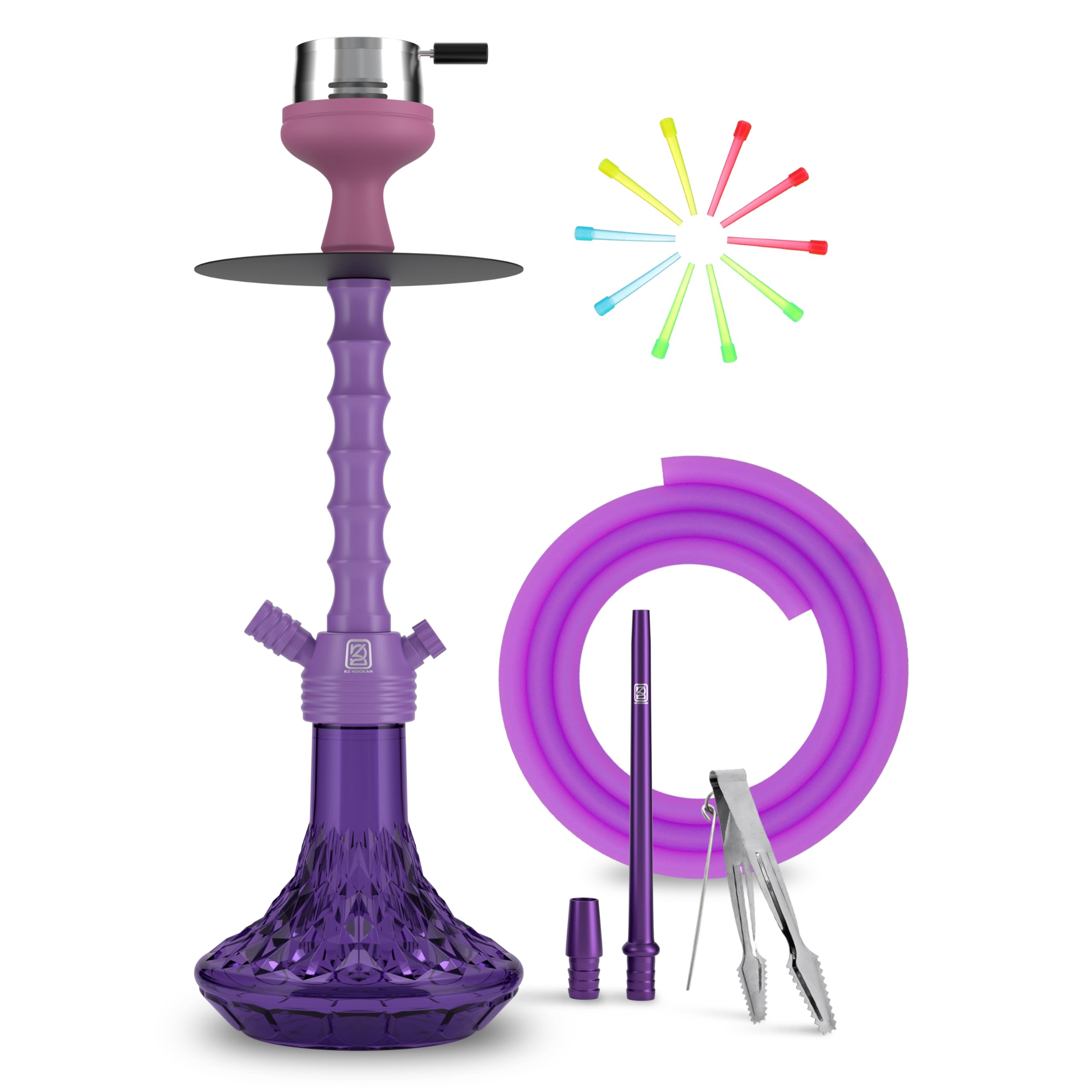 K2 Slik - Complete Hookah Set Purple with Everything HMD hookah bowl Hookah Hose Hookah Tong Mouth tips