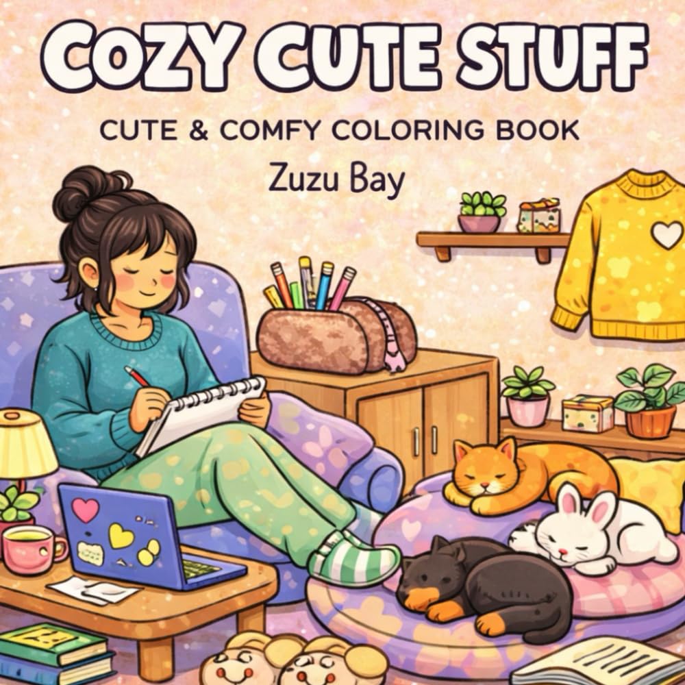 Zuzu Bay: Bold and Easy Cute Stuff Coloring Book: Fun and Simple Kawaii Coloring Pages with Everyday Cute Objects for Kids (Cozy Coloring Series)