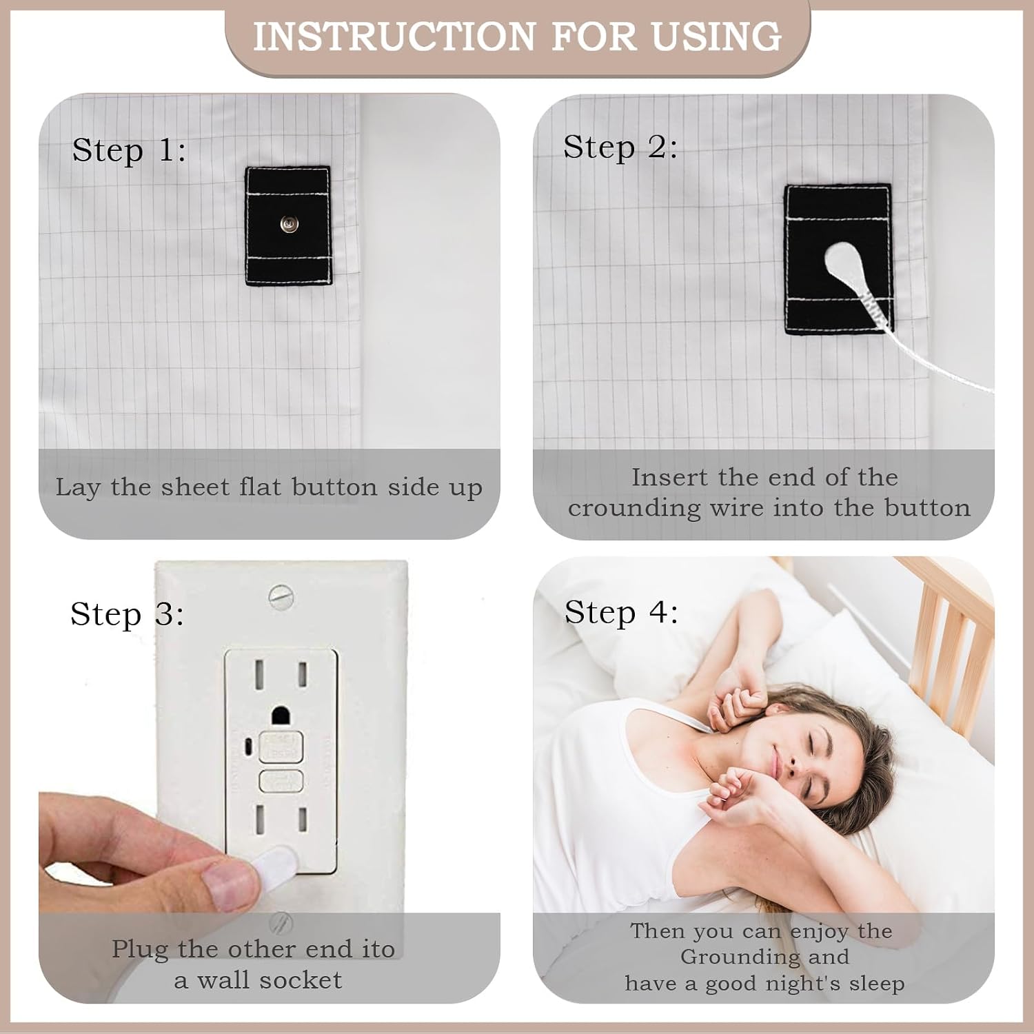 Grounding Sheet, Grounding Mat for Bed with Grounding Cord, Reduce Painful, Inflammation, Improves Sleep, 5% Silver Fiber with 95% Cotton, (76x80IN,White)