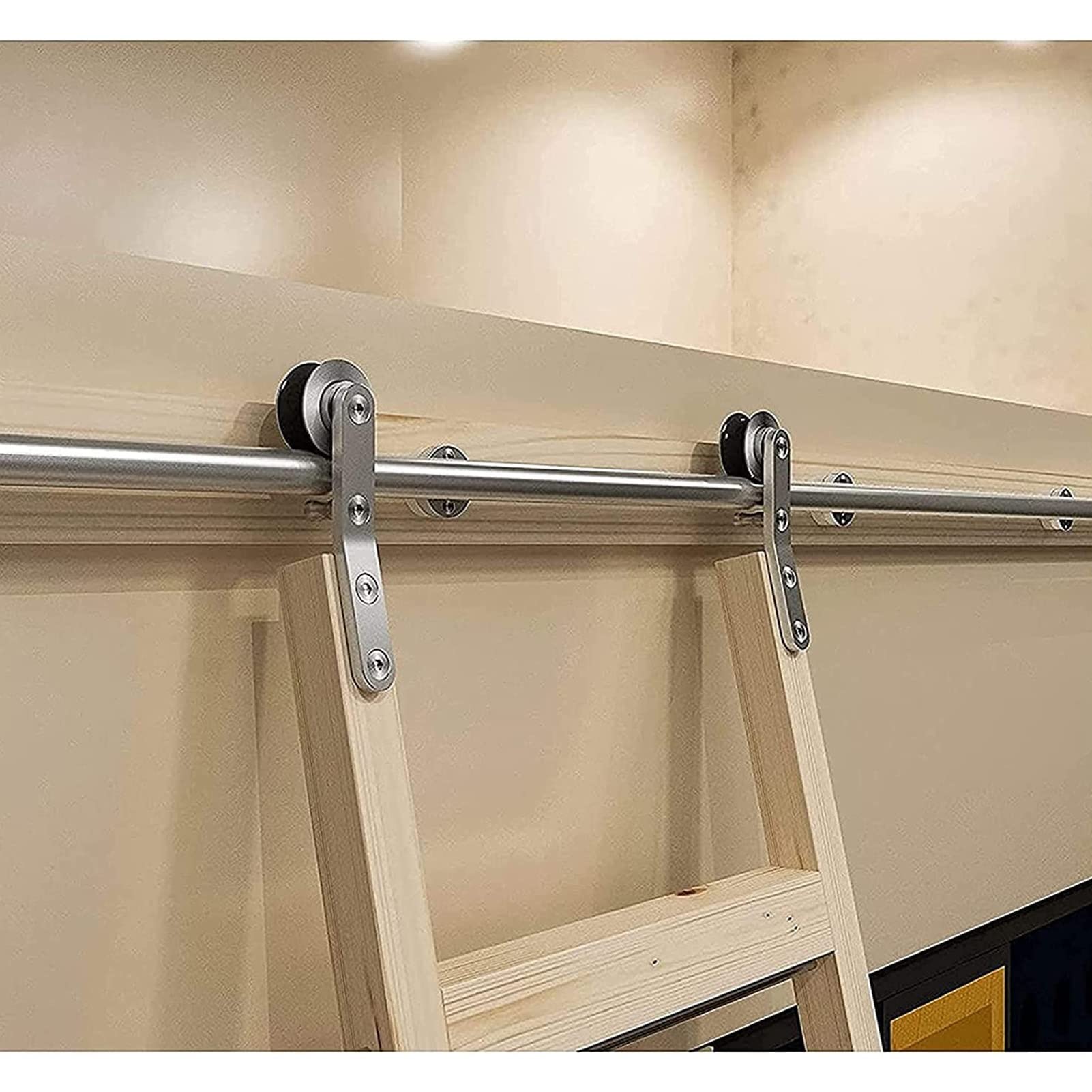 Rail mobile en tube rond de 700 cm pour échelle de bibliothèque : accédez aux hauteurs sans effort
