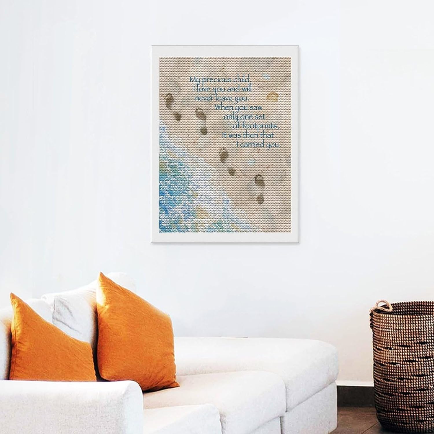 JITUIHOM Footprints in The Sand with Quote Diamond Painting Kit，Resin Diamond Canvas Art with Pen Tray Clay for Home Decor and Gifts 12"x16"