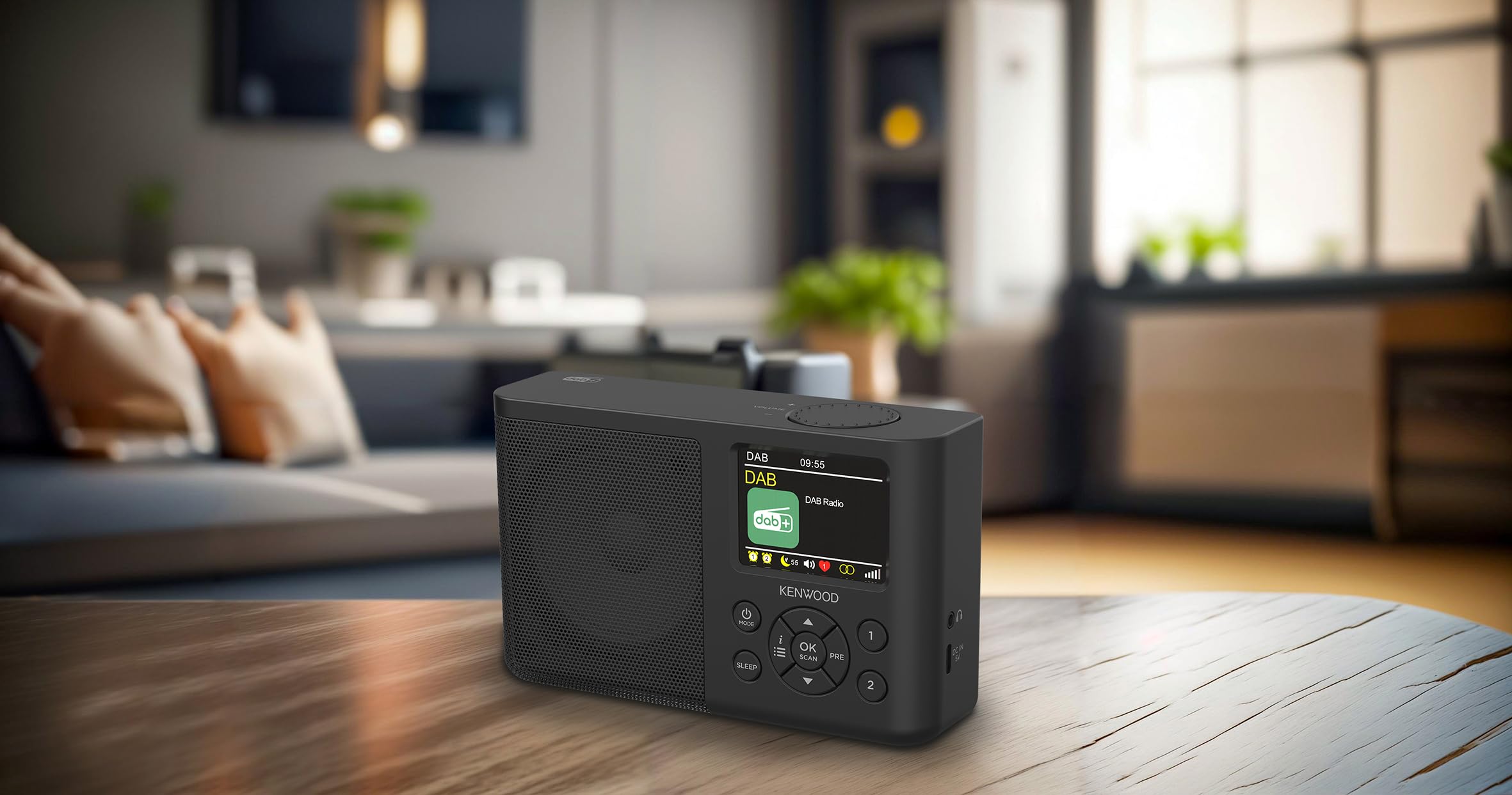 Kenwood CR-M33DAB-B Radio Portable Dab+ avec Bluetooth, Batterie Li-ION intégrée et écran Couleur de 6,1 cm, Port de Charge USB-C, Sortie Casque (stéréo), Noire