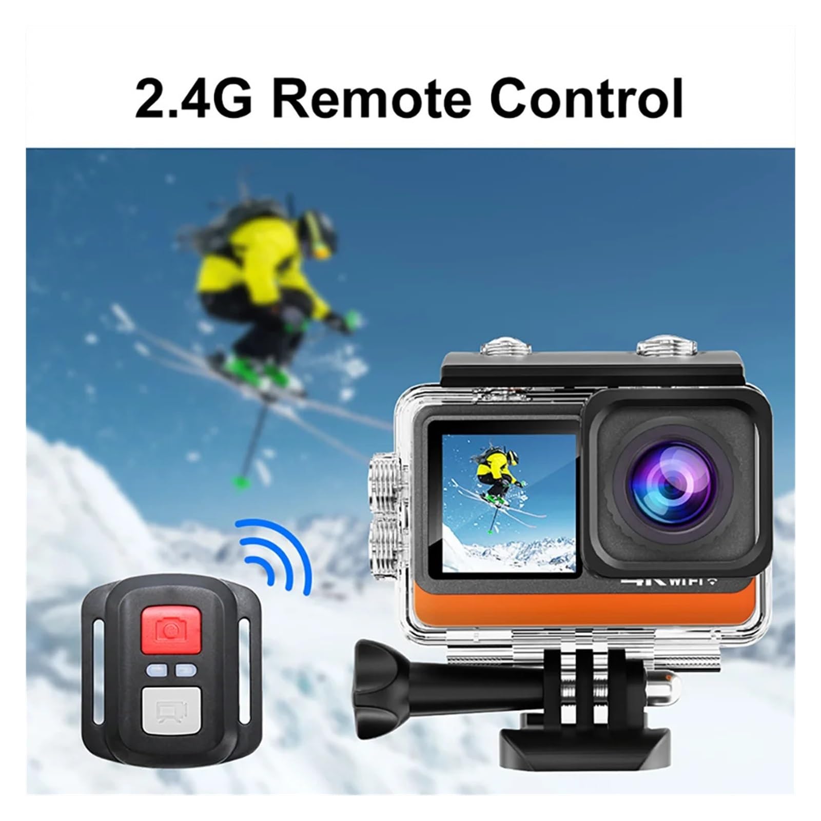 Macchina fotografica di azione 4K Ultra HD Doppio schermo 2.0 WiFi 170D 16MP Subacquea 30M Casco impermeabile Cam Camera sportiva