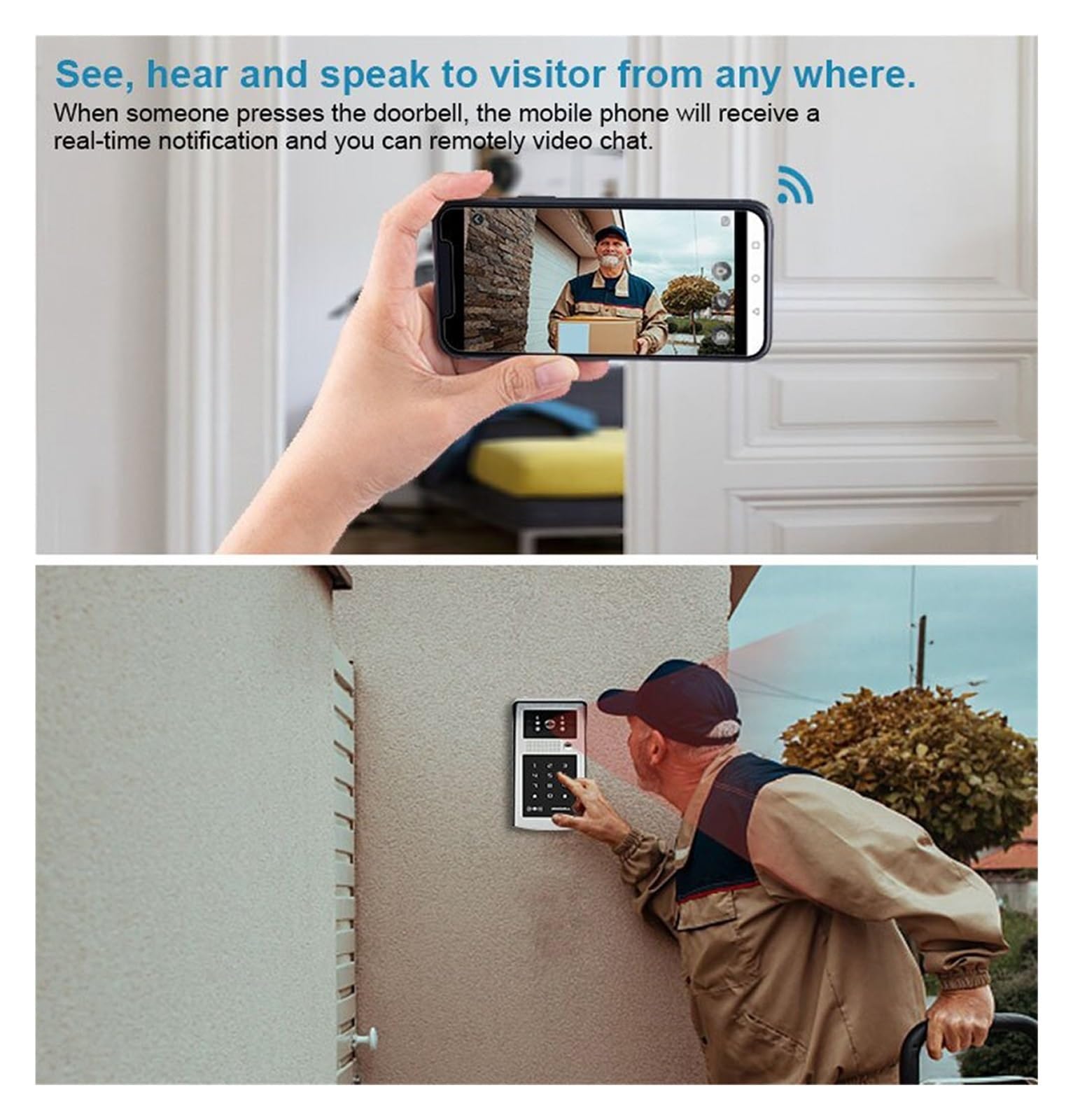 Tuya Inteligentna Kamera Wideodomofonowa 1080P WiFi Wideodomofon Dzwonkowa Z Kodem RFID Dostęp Do Klawiatury Telefon Odblokowanie Aplikacji Instalacja W Mgnieniu Oka(IDS-WIFI-NO-TF)