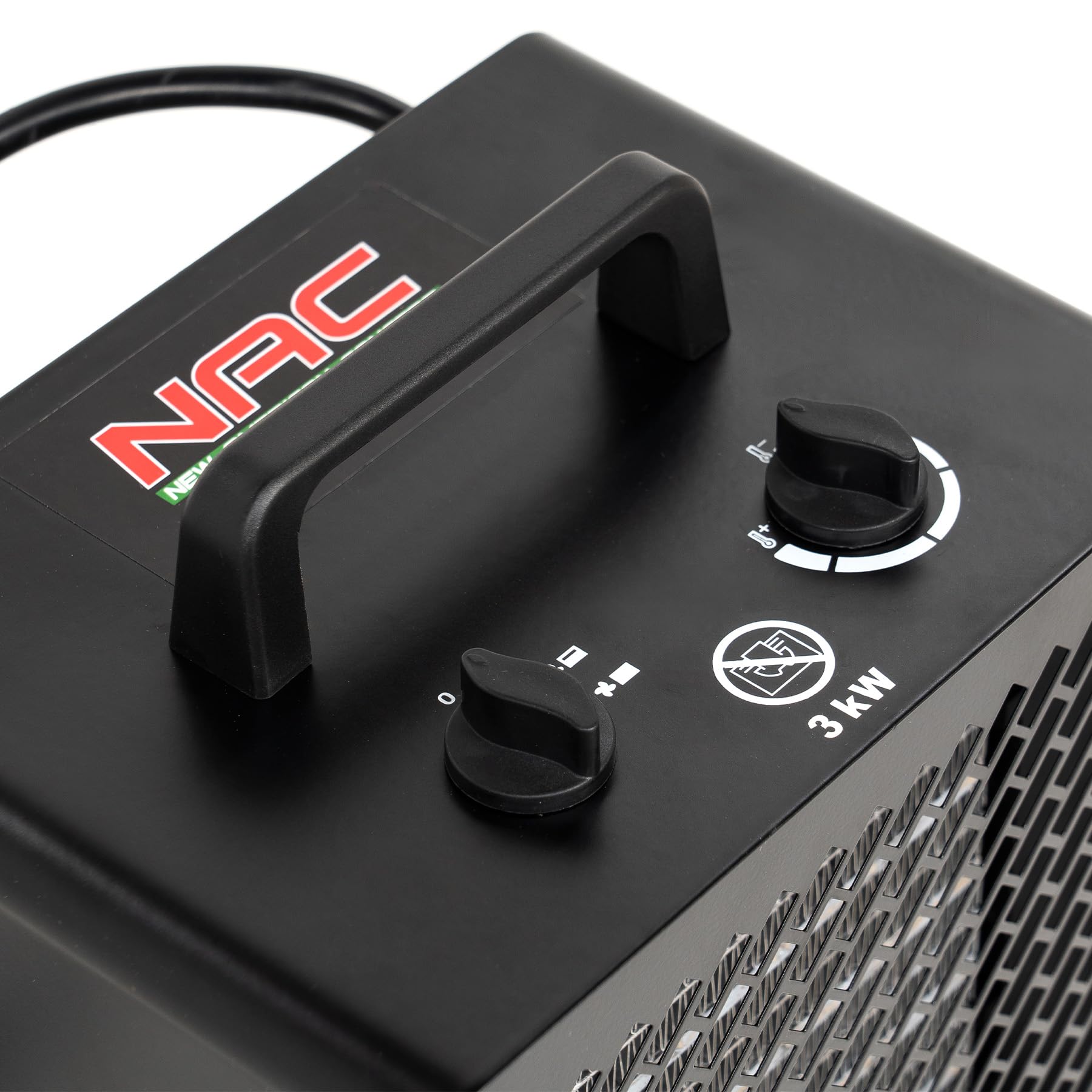 NAC Chauffage Soufflant Electrique 3000W - Radiateur Electrique Mobile avec Thermostat & 3 Niveaux de Chaleur – Chauffage Industriel Céramique pour Garage Atelier Chantier Serre - Canon Air Chaud