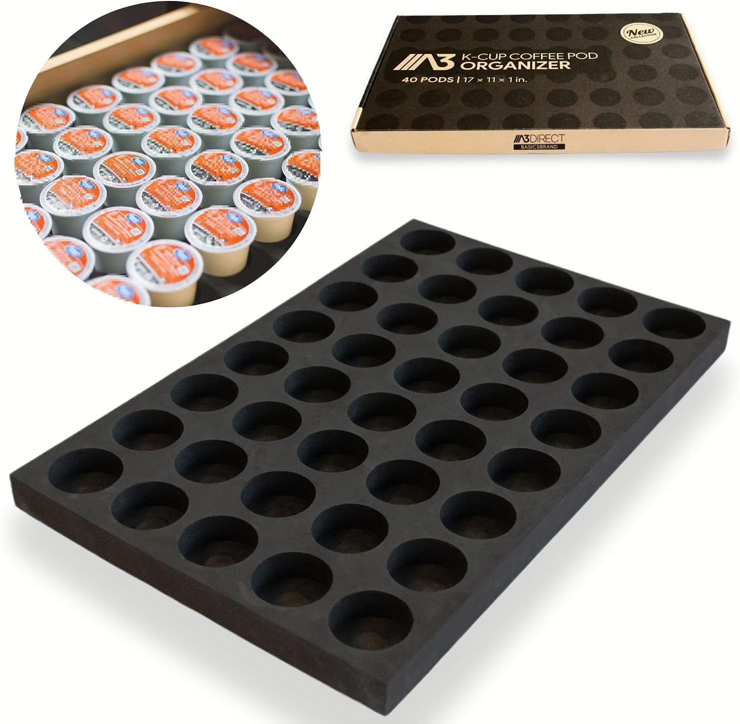 Coffee Pod Holder Compatible With Keurig KCup Pods - K Cup Drawer Holder Organizer for Office and Kitchen K-Cup Storage - 40 Capacity Keurig Pod Holder Made With High-Density Foam (1) : Home & Kitchen