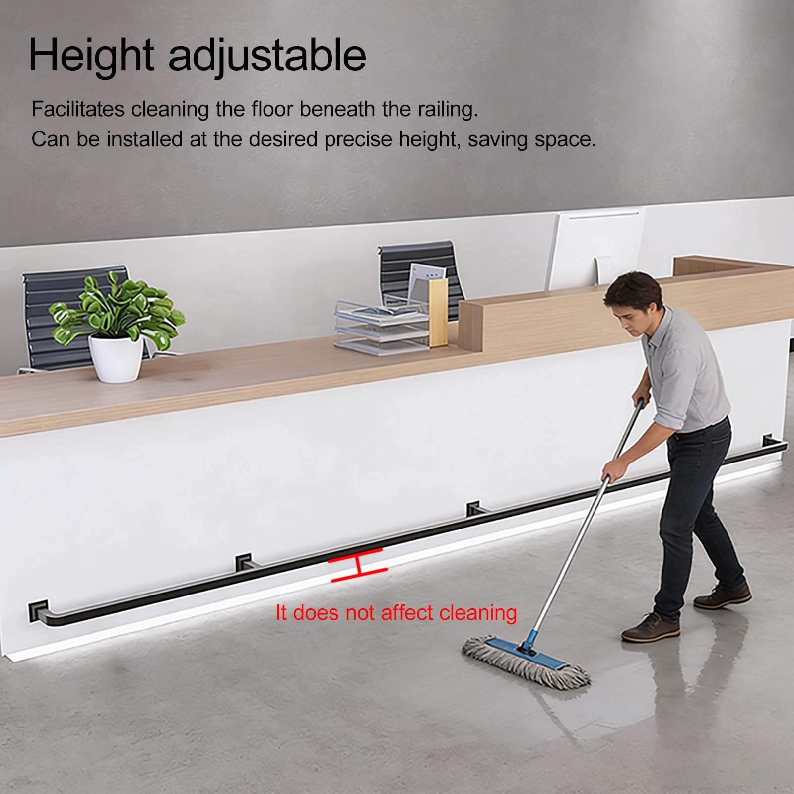 Kit de rail de pied de bar robuste carré en acier inoxydable avec finition satinée avec matériel de support, repose-pied plat sous le comptoir pour la maison, la cuisine, le restaurant, le bar