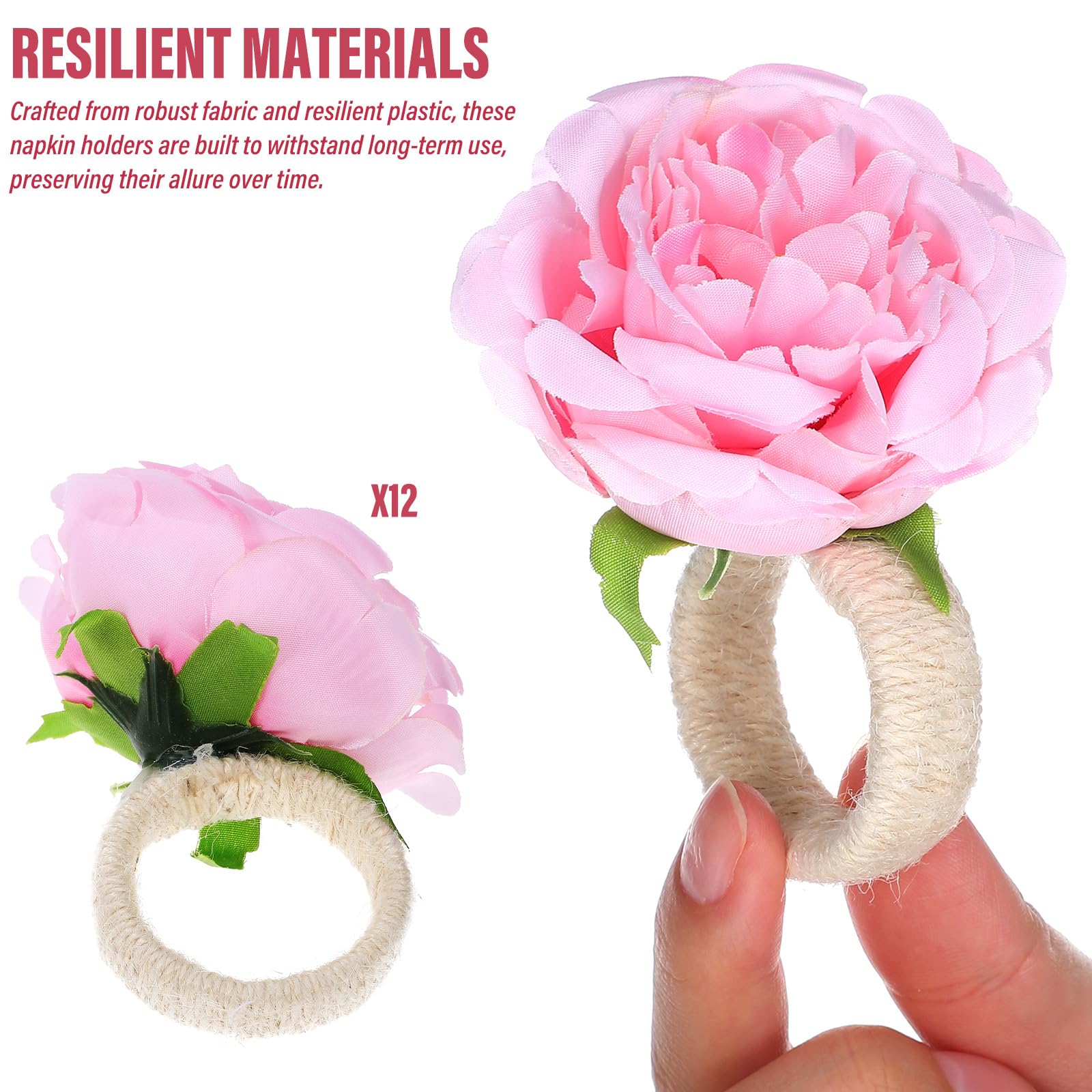 ULTECHNOVO Flower Napkin Rings Set, Napkin Rings Set of 6 - Image 4