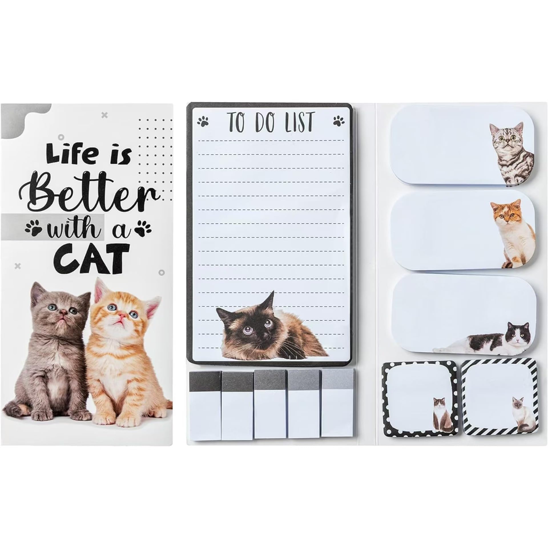 Cat Sticky Notes Set, 550 Sheets,Cute Cartoon Dog Post It Notes with 3 Point Pens, Self-Adhesive Writing Memo Pages Back to School Office Supplies
