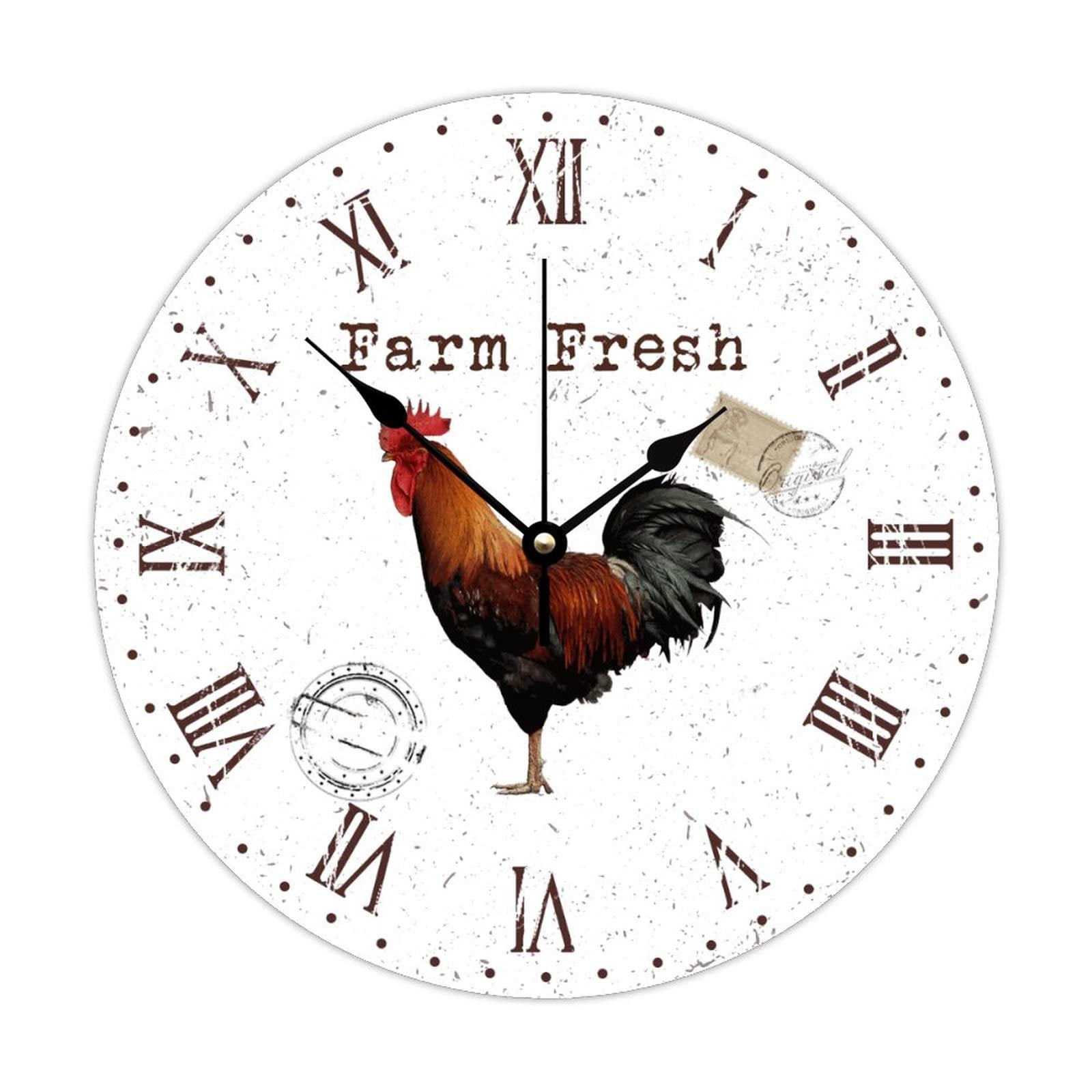 Horloge murale en bois silencieuse et sans tic-tac pour cuisine vintage