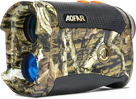 AOFAR HX-1200T Telémetro Caza Tiro con arco 1200 Metros Disparo Wild Plus Telémetro caza de Camuflaje a prueba de agua, 6X 25 mm, modo de alcance y arco, paquete de regalo de batería gratis
