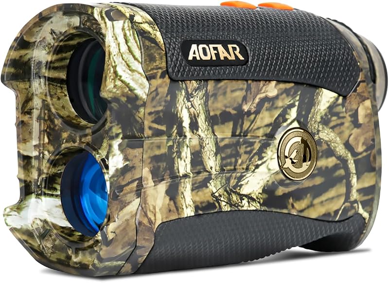 AOFAR HX-1200T Telémetro para caza con arco, 1200 yardas con ángulo y distancia horizontal, telémetro de coma salvaje impermeable, 6 x 25 mm, modo alcance y arco, paquete de regalo con batería gratis