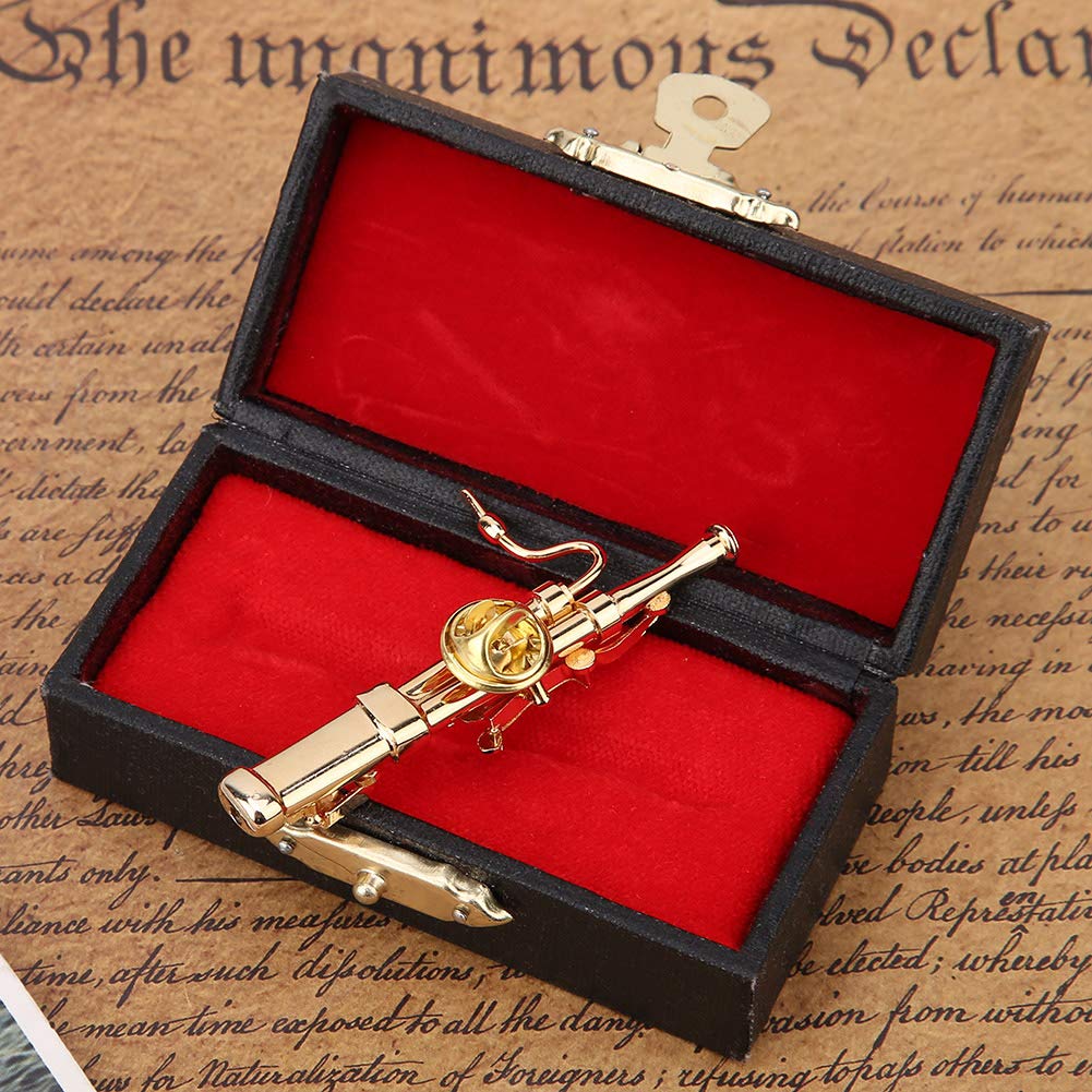 Gonetre Instrument Basson Basson Instrument Broche Mini Instrument Broche Plaqué Or Cuivre Basson Instrument de Musique Basson Broche avec Boîte