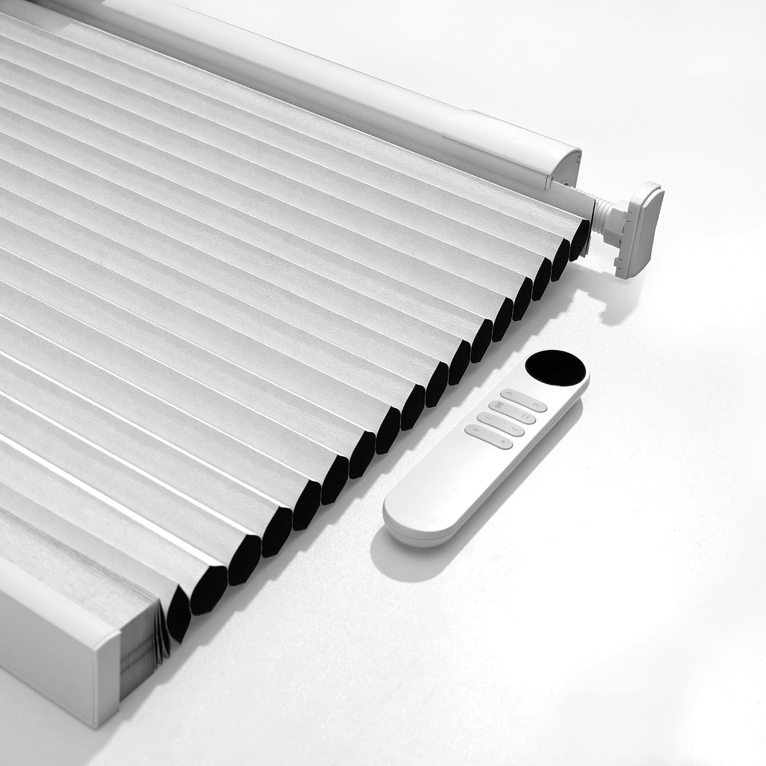 Boolegon No Drill Motorized Cellular Blinds, White, Custom Size