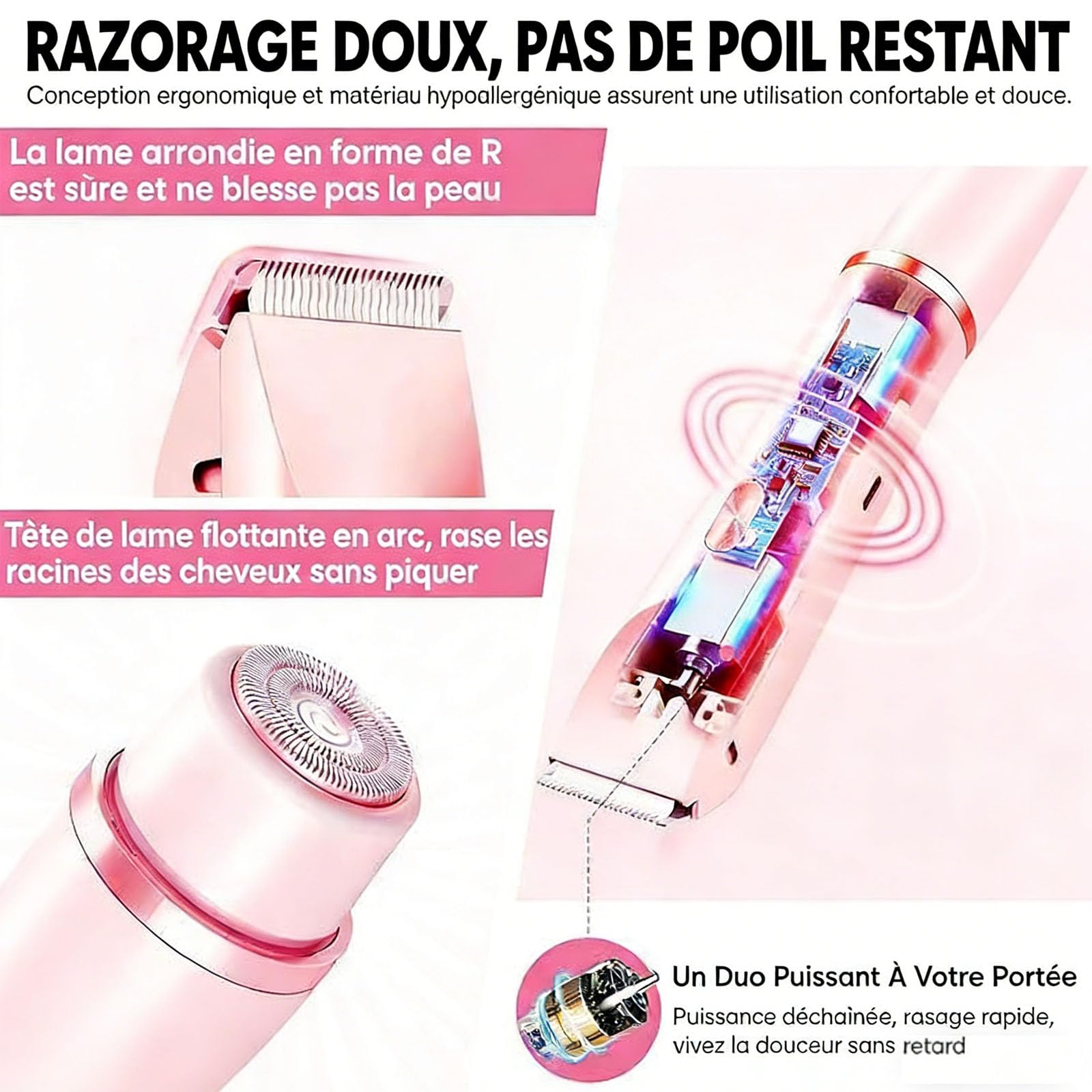 Klyne Tondeuse Rasoir 2.0 Femme, Rasoir Klyne Femme 2-en-1 pour Maillot, Jambes, Aisselles, Zéro Douleur, Zéro Coupure & Zéro Trace, Épilateur Électrique Sans Douleur (Violet)