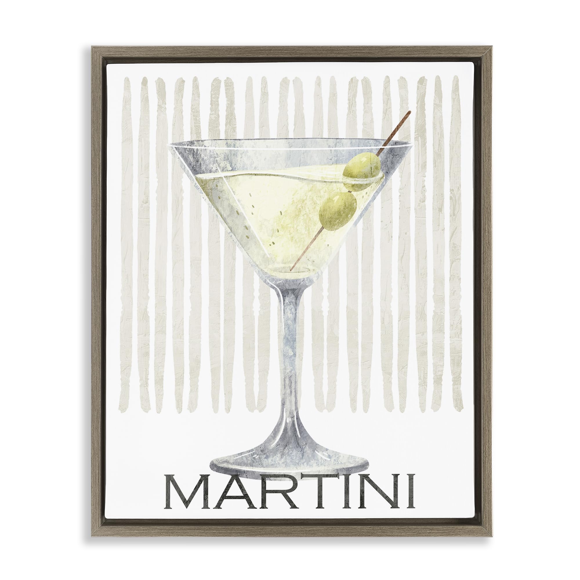 Stupell Industries Montalcino Elm (Textured) 'Subtle Martini Drink'| Floating Frame Canvas Art