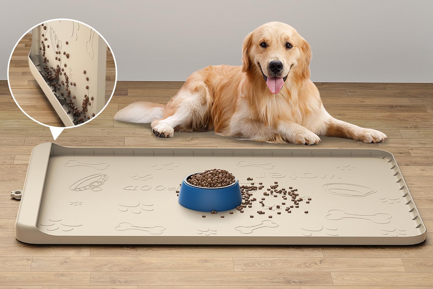 Dog Food Mat Silicone Dog Mat for Food and Water 36" x