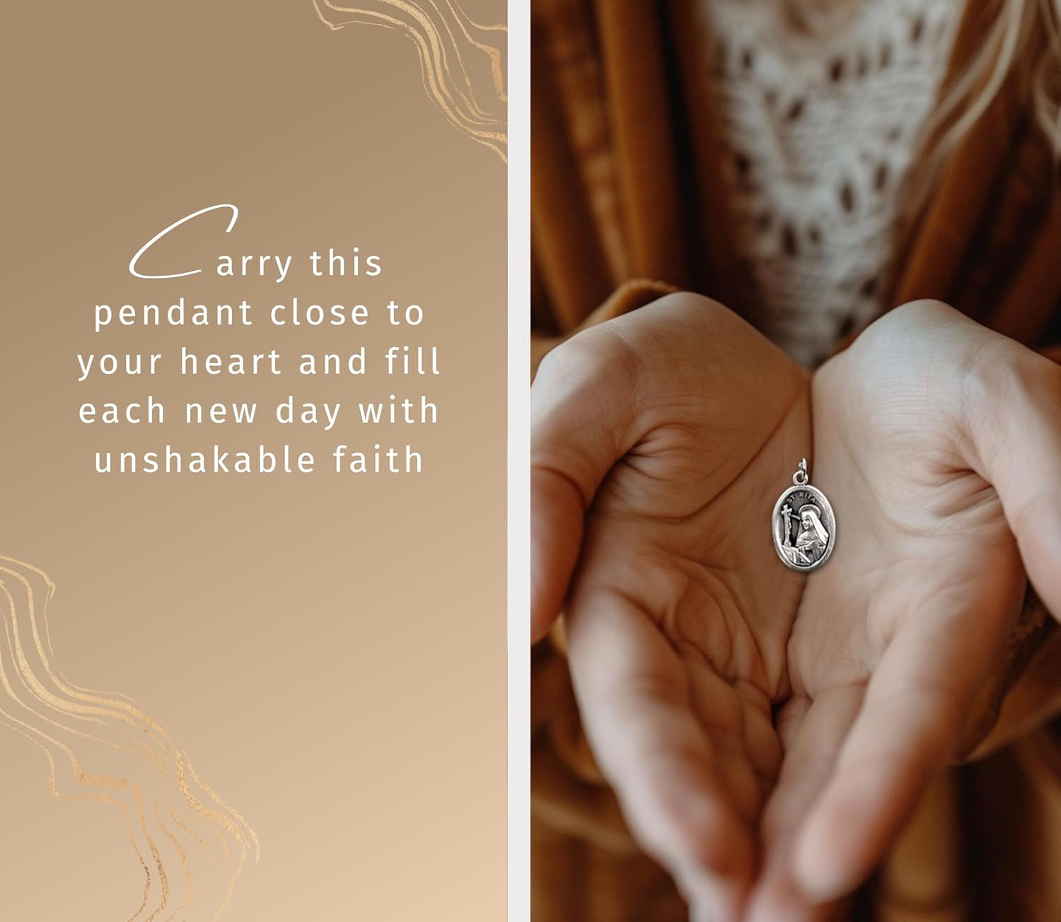 St Rita Necklace - Medal with Chain, Laminated Prayer Cards - Saint Rita Patron Saint of Impossible Causes Themed Jewelry - 3 Items Set - Image 3