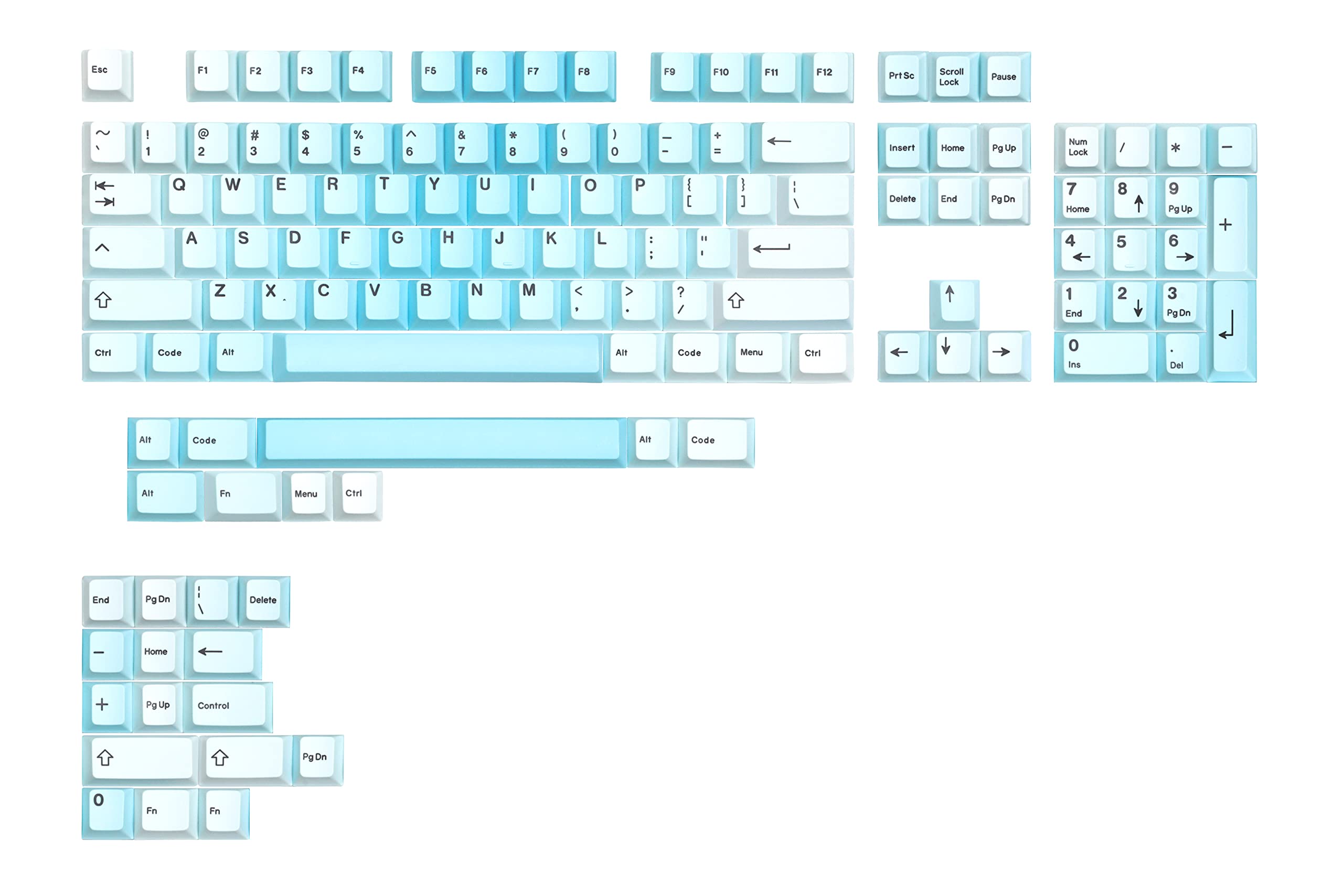 DROP Artifact Bloom Series Keycap Set - Compatible with Full-Size, Tenkeyless, Compact 1800, HHKB, 75%, 67%, and 60% Mechanical Keyboard Layouts, 129 PBT Keycaps, dye-sub, Cherry Profile (Ocean Wave)