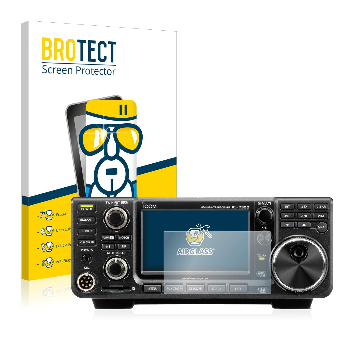 BROTECT. AirGlass Glass Screen Protector for Icom IC-705, Extra-Hard, Ultra-Light, Screen Guard