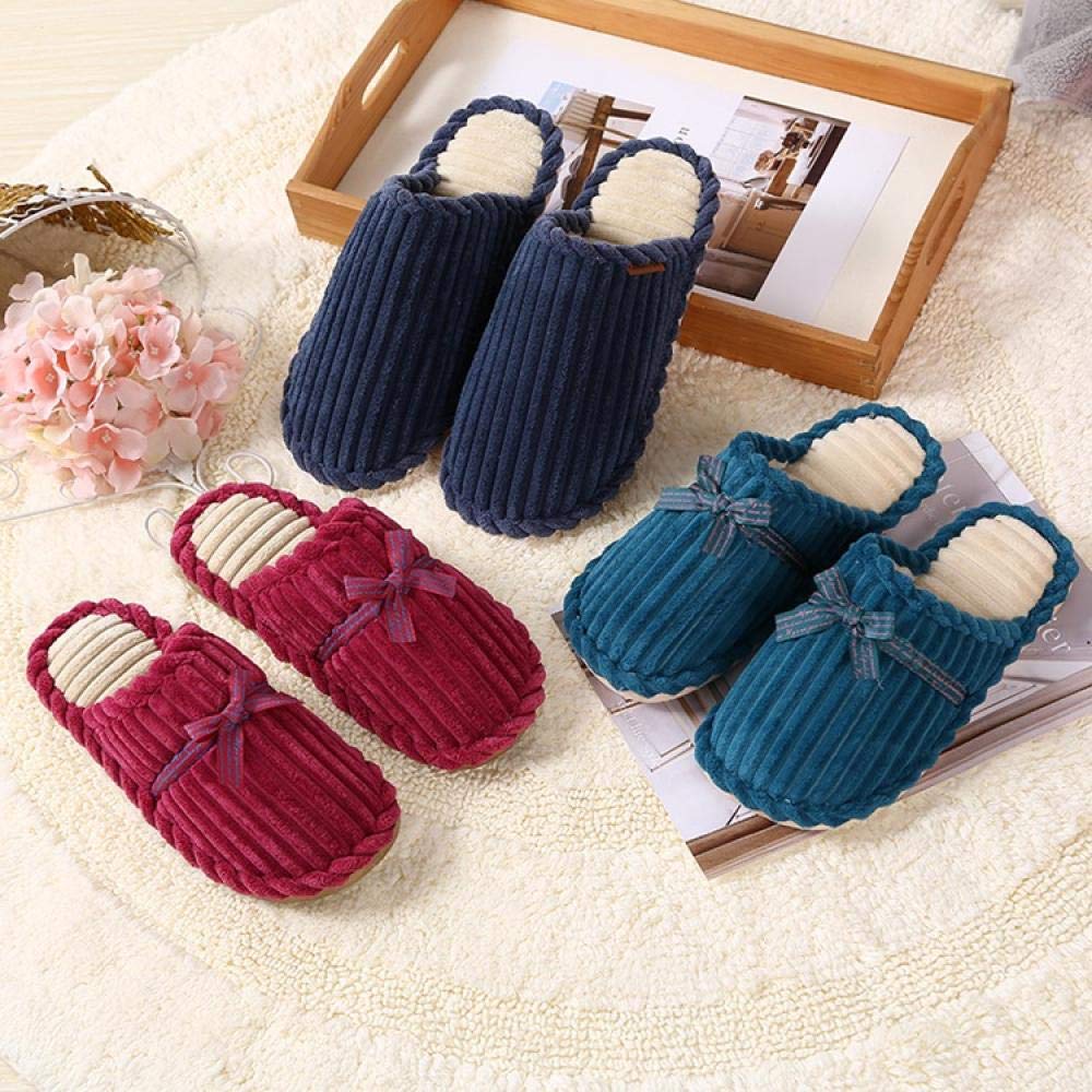 Zapatos De Casa Forrados,Pantuflas De Algodón Antideslizantes con Piso De Pana De Otoño E Invierno-L_38-39(Color : D, Size : 4041) (I 3839)