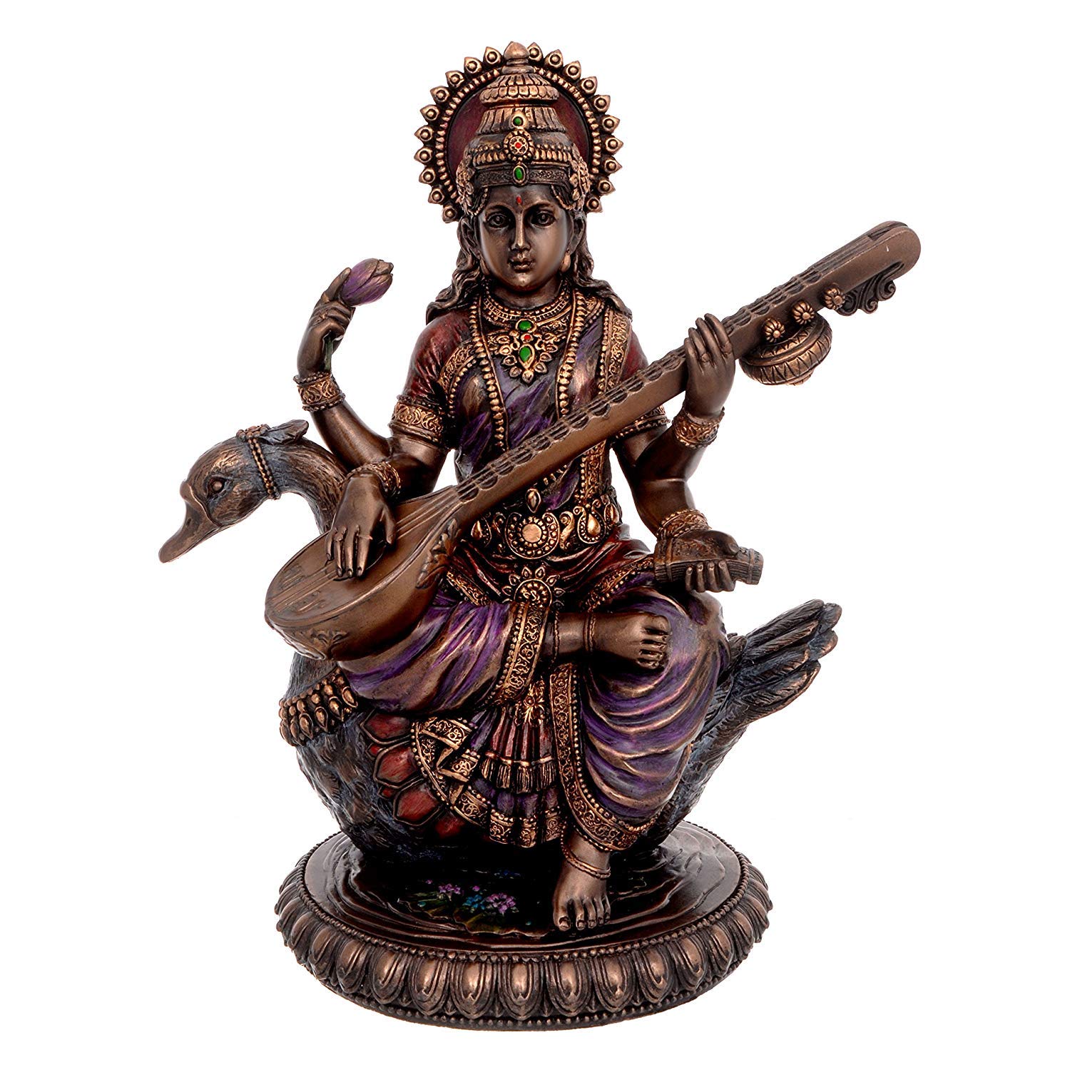 FASHERATI Saraswati Idol - Sculpture Hindu Goddess of Knowledge, Music & Art (21.0cm Height X 11.0 cm Width)