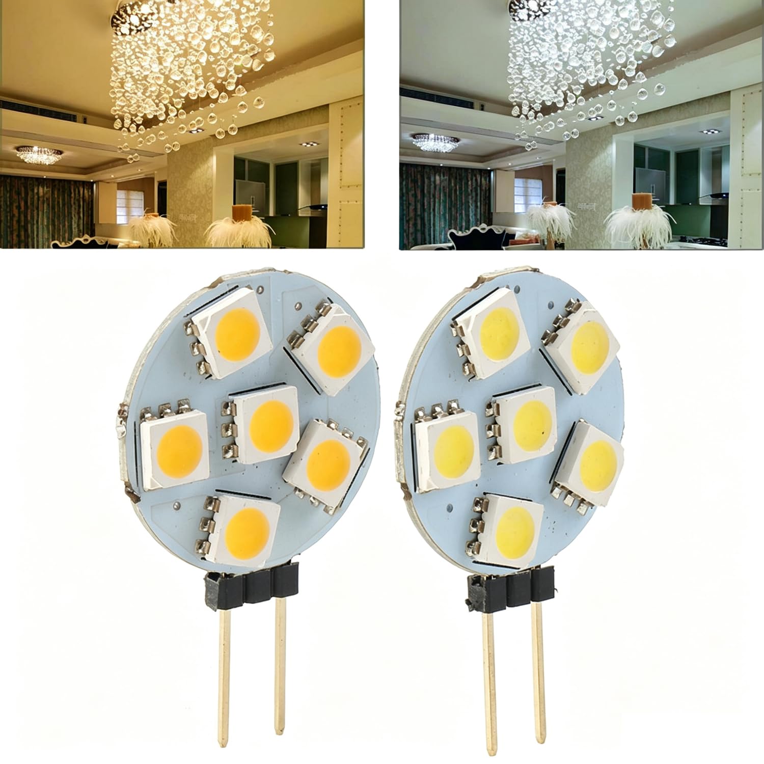 G4 LED runder Licht DC12V Schrank Haushaltsglühbirne (DC12V-2w 20 Stück/Warmweiß 2700K)