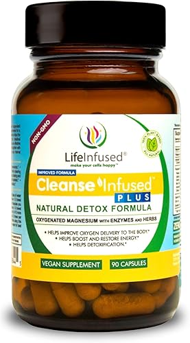 Life Infused Cleanse Infused Plus - Limpiador de colon natural prémium con magnesio oxigenado, hierbas y enzimas, ayuda a aliviar el estreñimiento