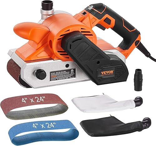 VEVOR Lijadora de banda de 10 amperios, lijadoras de banda de 4 x 24 pulgadas para carpintería con 6 velocidades de 899.0-1,574.8 ftmin, potente