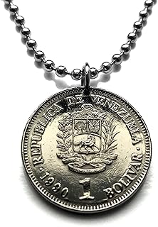 1989 Venezuela 1 Bolivar coin pendant Simón Bolívar Palomo horse Caracas Maracaibo Valencia pendant Barquisimeto Ciudad Gu...