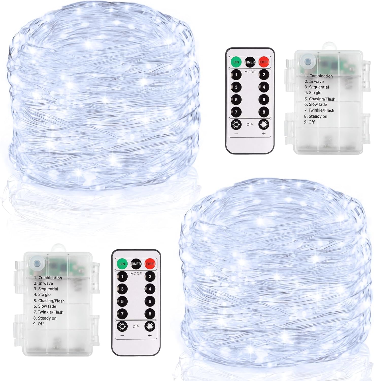 2 Pack 20FT 60 LED Fairy Lights Battery Operated, Twinkle Lights with Remote Timer, Silver Wire String Lights Mini Starry Lights for Bedroom Christmas Tree Party Wedding Indoor Outdoor(Cool White)