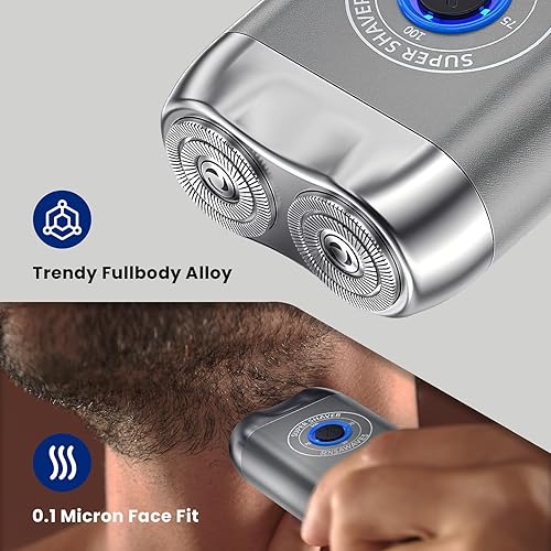 Miniatura 2 de Afeitadora eléctrica para hombres, afeitadora de viaje portátil para cara y barba, IPX7 impermeable recargable con cabeza desmontable, afeitado