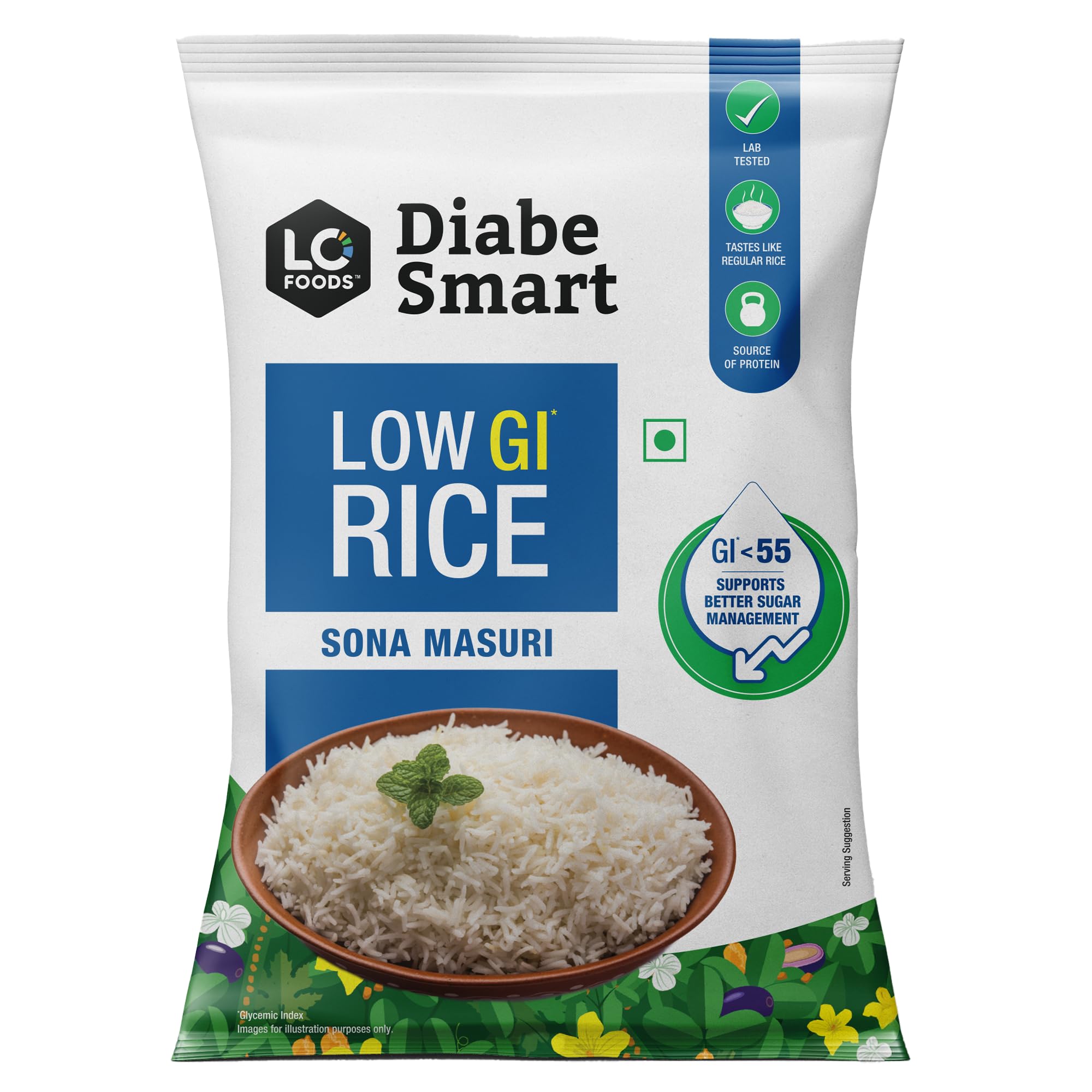 DiabeSmart Premium Diabetic Rice 10kg, Tested Low GI Rice For Diabetic, Sugar Free Rice To Manage Blood Sugar Level, Sona Masoori Rice, Healthy Low Carb Brown Rice equivalent, Diabetes Food Products