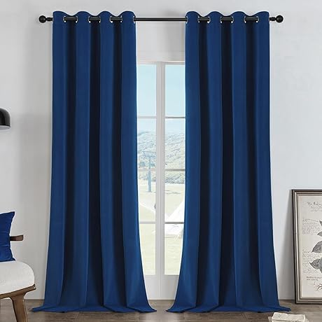 Joydeco Navy Blue Blackout Curtains - 96 Inches Long for Darkened Rooms