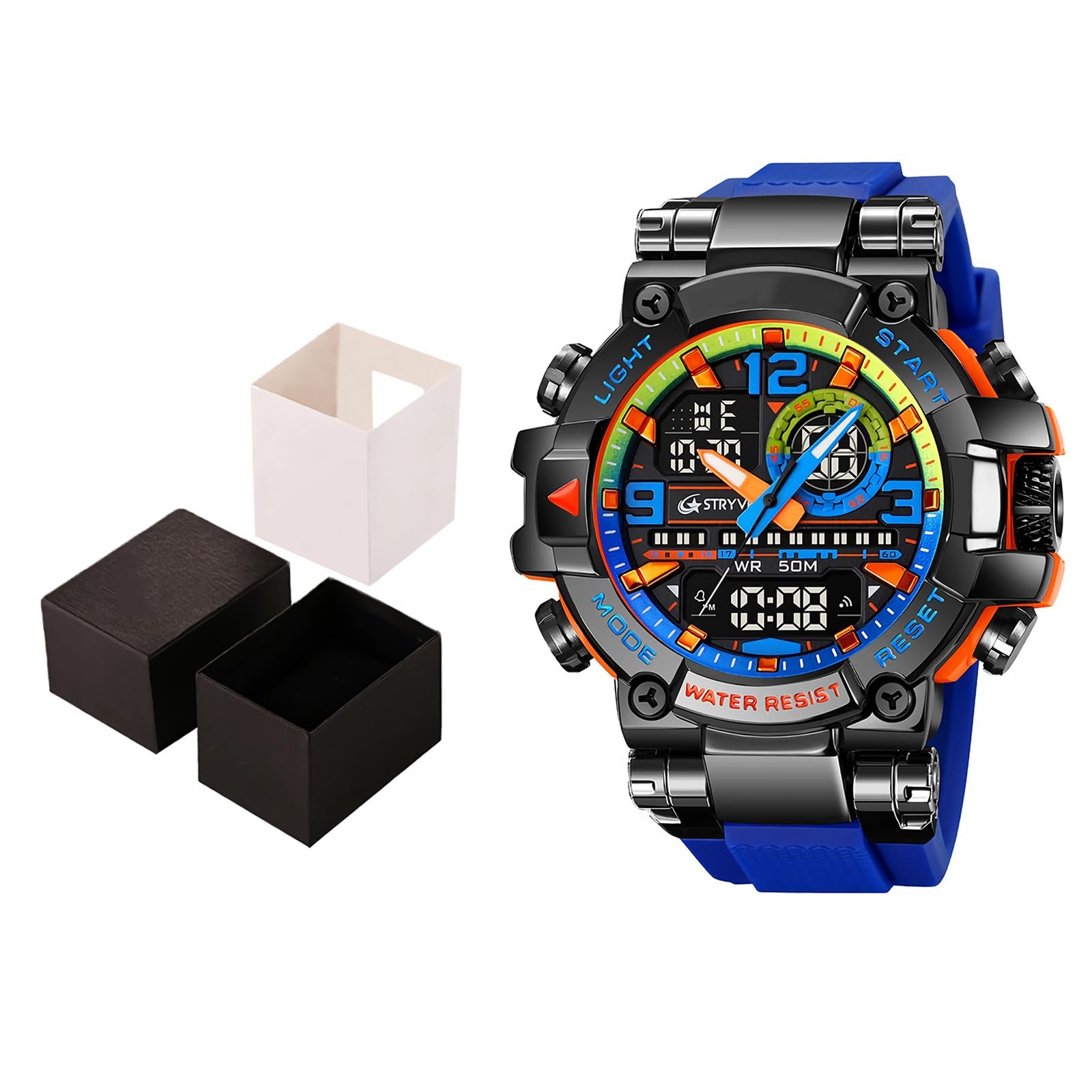 Orologio Sportivo Digitale da Uomo, Colorato e Alla Moda, Impermeabile | Cinturino in silicone, lente in vetro, impermeabile fino a 50 m, movimento digitale giapponese, quadrante grande