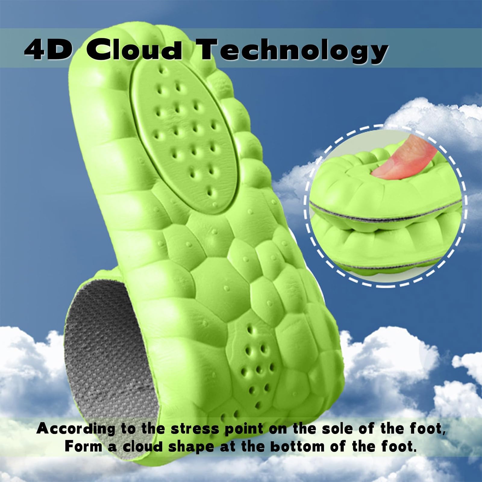 Bwoost Padel Insoles, 4D-Memory Foam Plantar Fasciitis Insole with Arch Support, Lightweight and Breathable, Relieves Foot Fatigue(3 Pair,49-50)