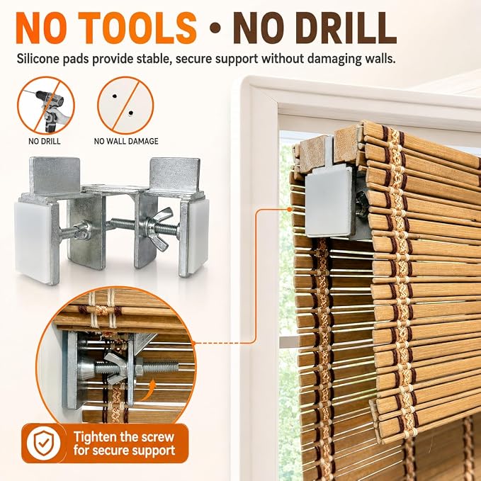 Persianas de bambú sin taladro para ventanas interiores miniatura 3