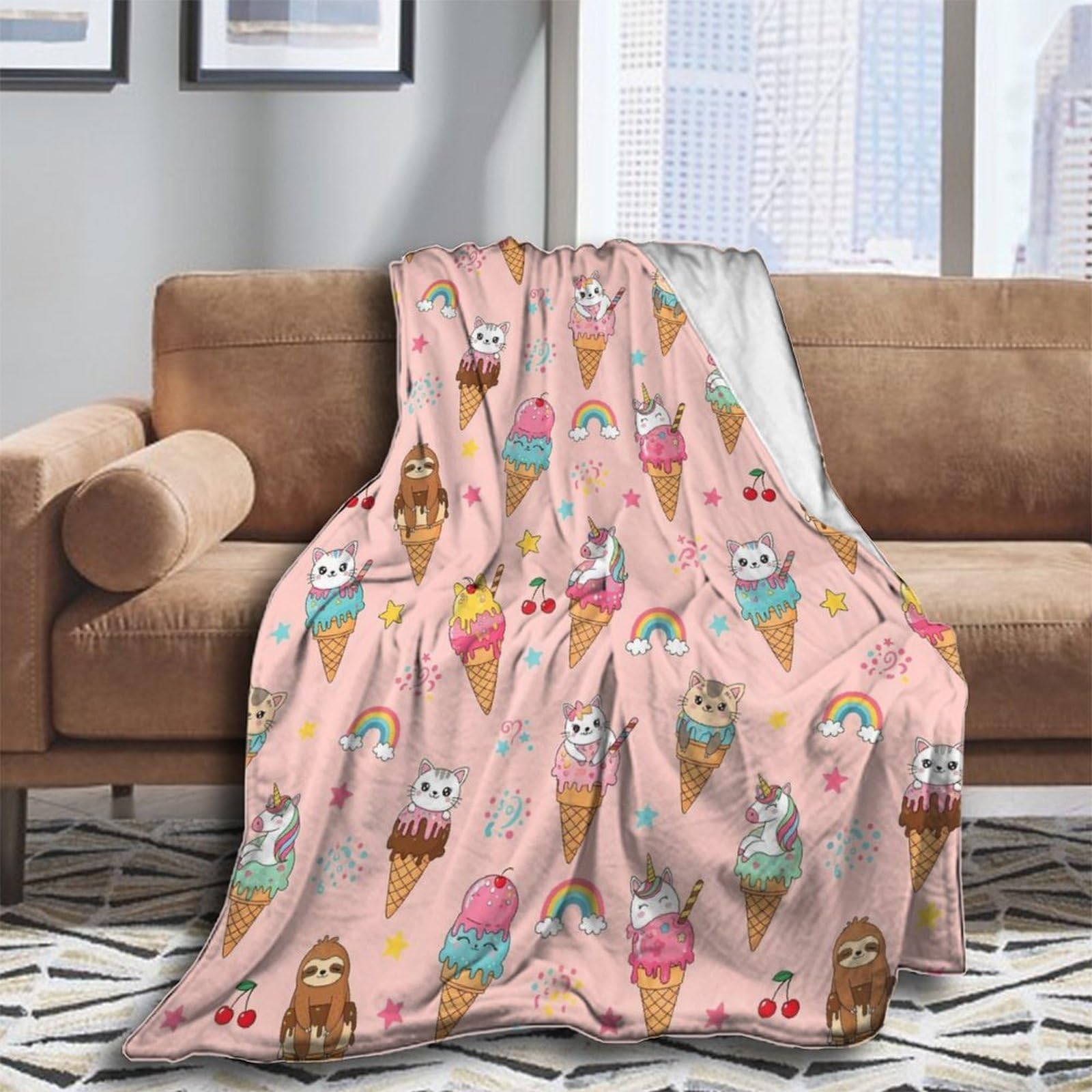Oudrspo Fleece Blanket for Couch Throw Blanket for Women Men Ice Blue and Red Fire Flame Dragon Cozy Blankets 50x40 Inches