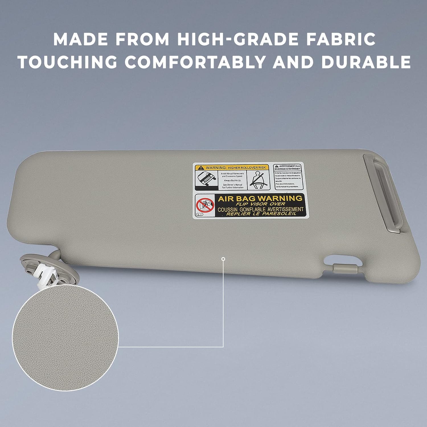 SCITOO Left & Right Sides Gray Sun Visor Assembly fit for 2008 2009 2010 2011 2012 2013 for Toyota for Highlander with Sunroof(74320-0E051-B0,74310-48520-B0,74320-48490-B0)