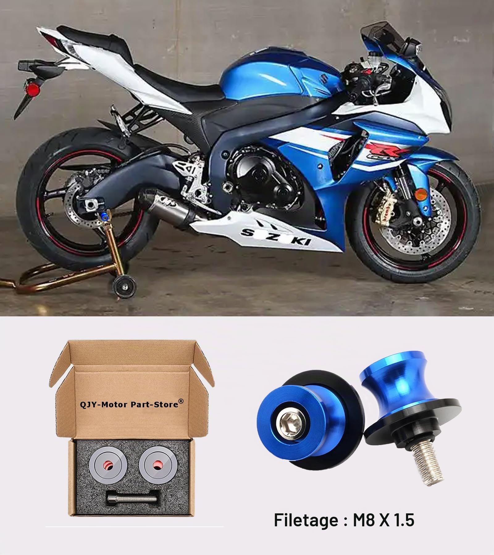 2pcs Moto Diabolos M8*1.5 CNC 8mm Bobine pour Suzuki SV650 SV 650 SV650A SV650S SV650X 2000-2023（Bleu）