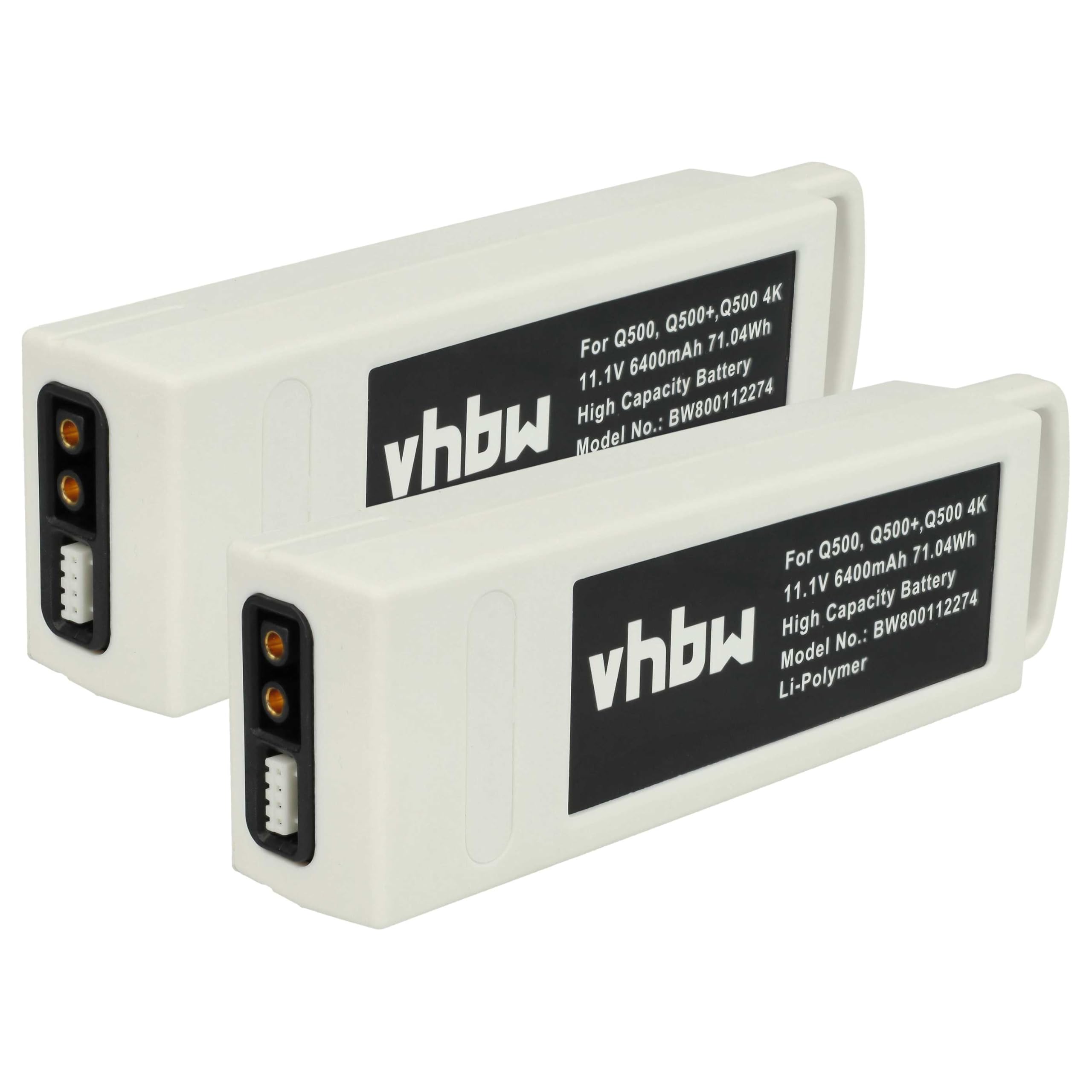 vhbw 2x Battery compatible with Yuneec Q500, Q500 4K, Q500+, Q500+ Pro, Q500+ Typhoon Drone Multicopter Quadrocopter (6400 mAh, 11.1 V, Li-polymer)