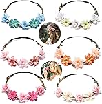 Women Headpieces Collection Accessories - 6 PCS Boho Hair Wreaths, Flower Crowns, Tiaras for , Brides, Bridesmaids, Flower Girls, Weddings