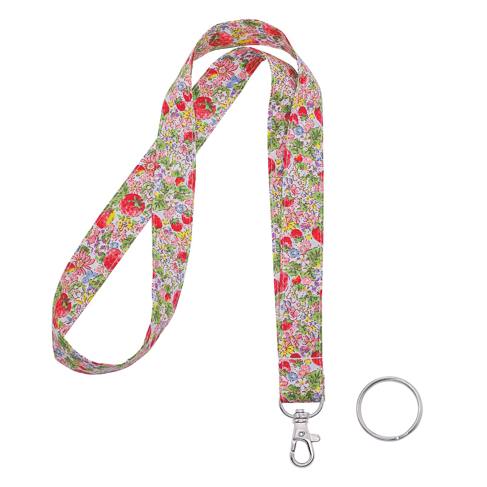 LNKRE JEWELRY Strawberries Fabric Lanyards for ID Badges, Keys - Comfortable and Lightweight Neck Strap for Teachers, Students, Staff, Events, and