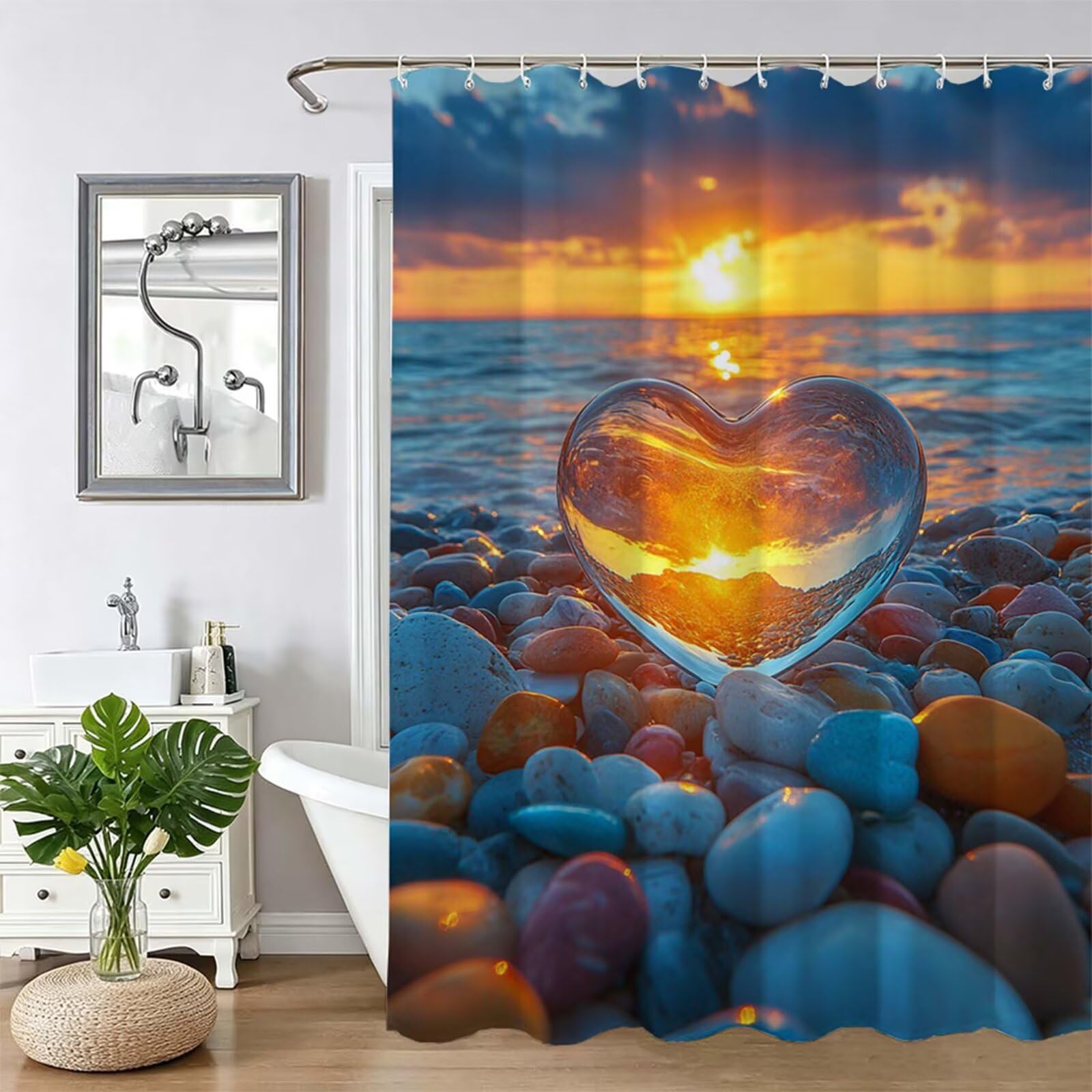 Tenda Doccia in Poliestere blu, Tende per Doccia Extra Lunga 240x200cm, Calcolo Tenda Vasca da Bagno Tessuto Lavabile, Impermeabile e Facile da Pulire, con 12 Ganci, Decorazione per Bagno, Hotel Z-220